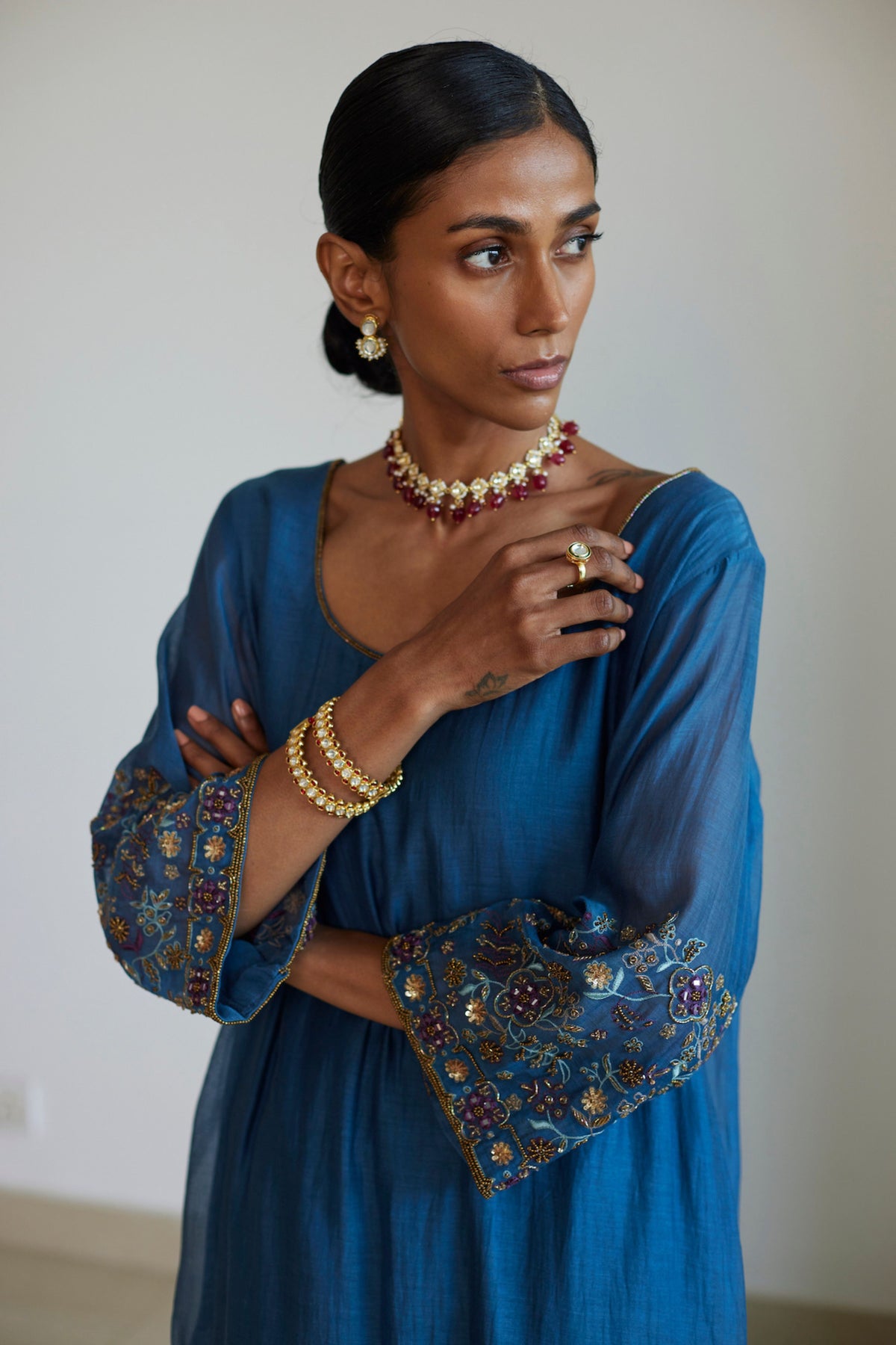 Blue Rekha Kurta Set