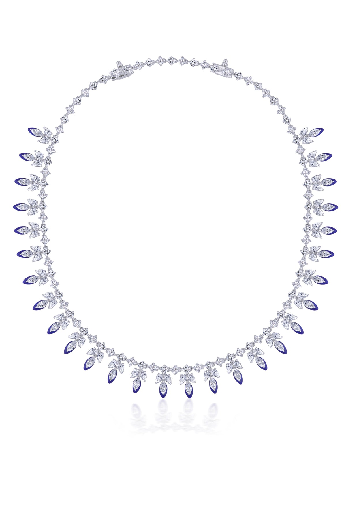 Classic White Necklace With Blue Enamel