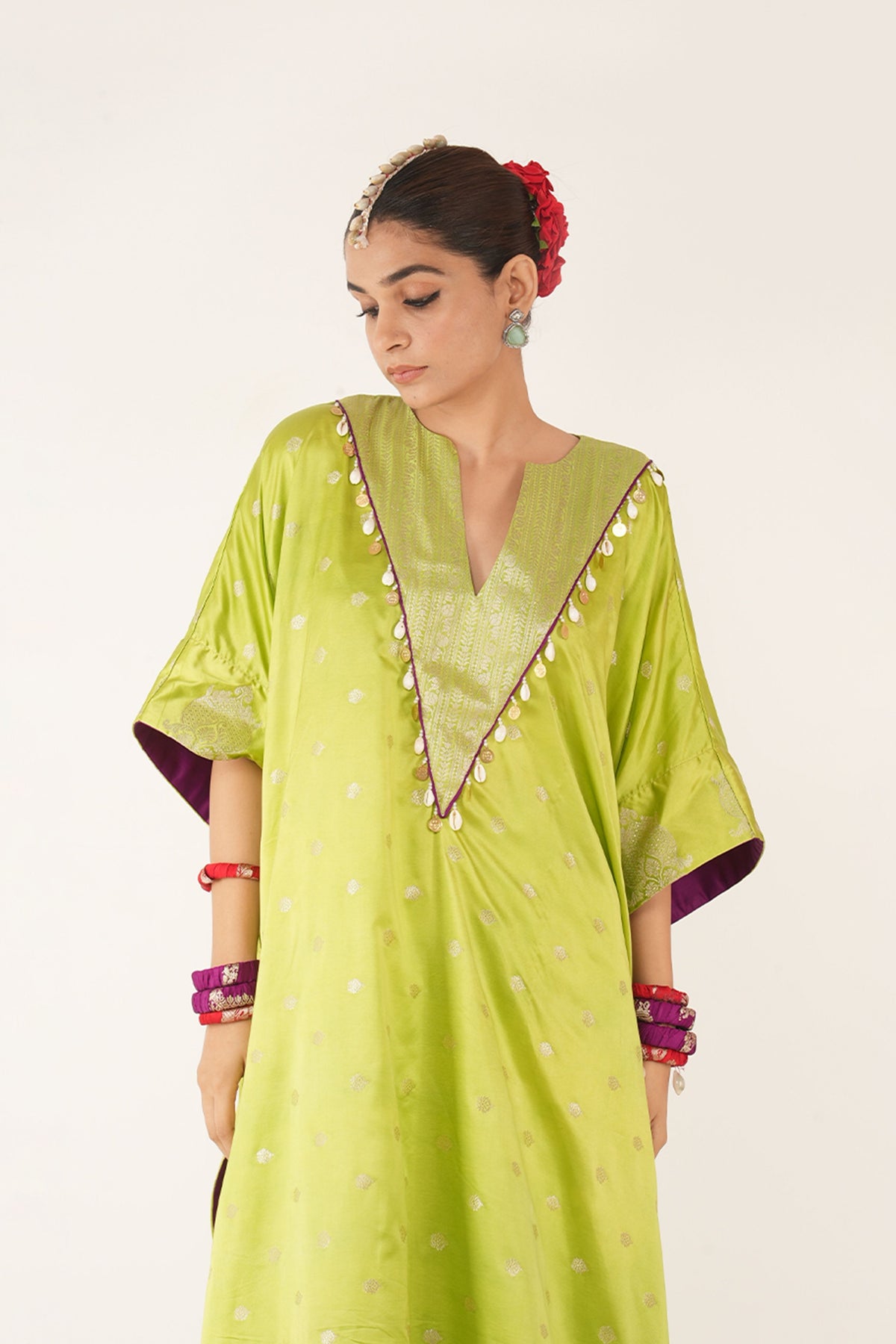 Pankhi Kaftan Kurta in Green