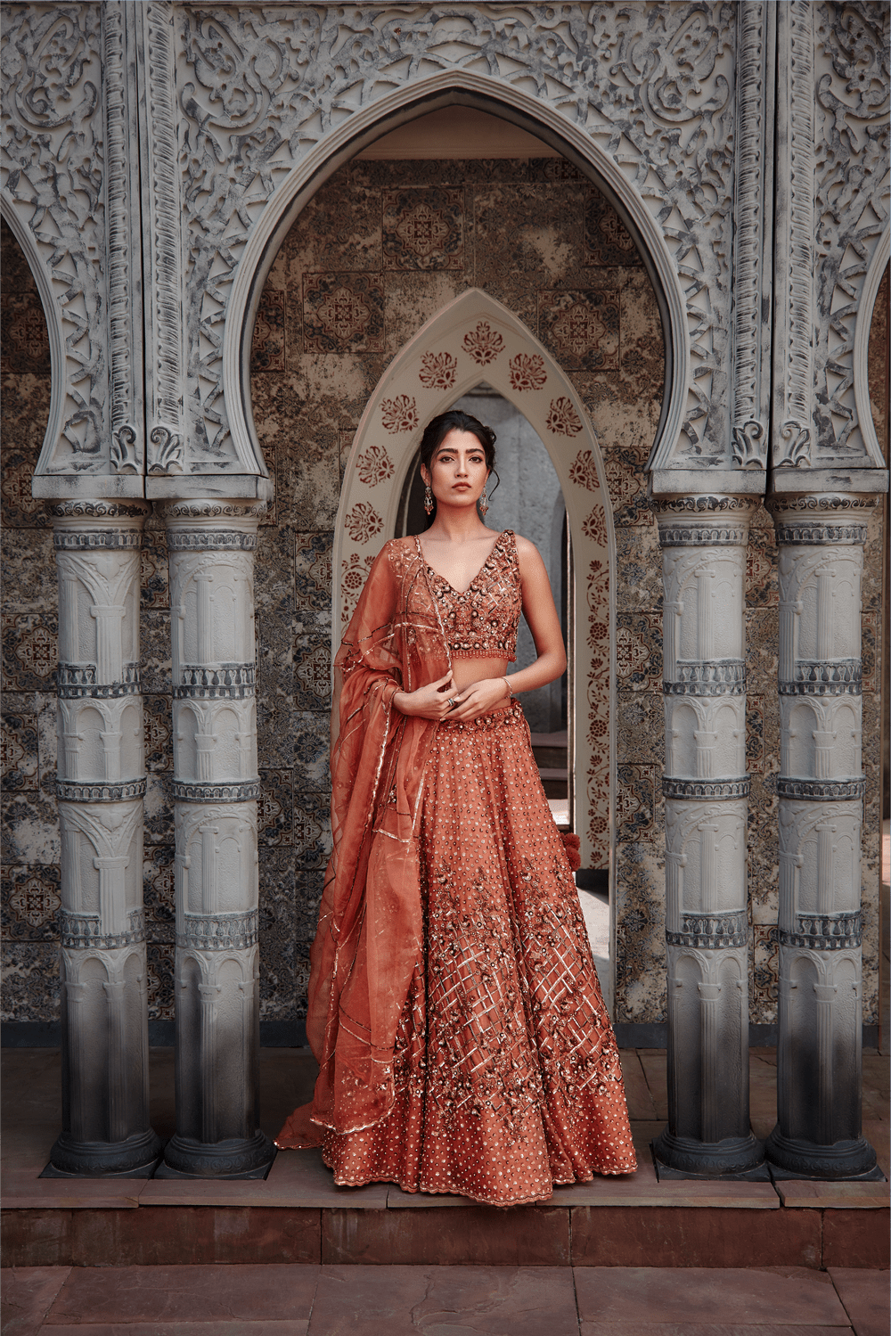 Copper Lehenga Choli Set