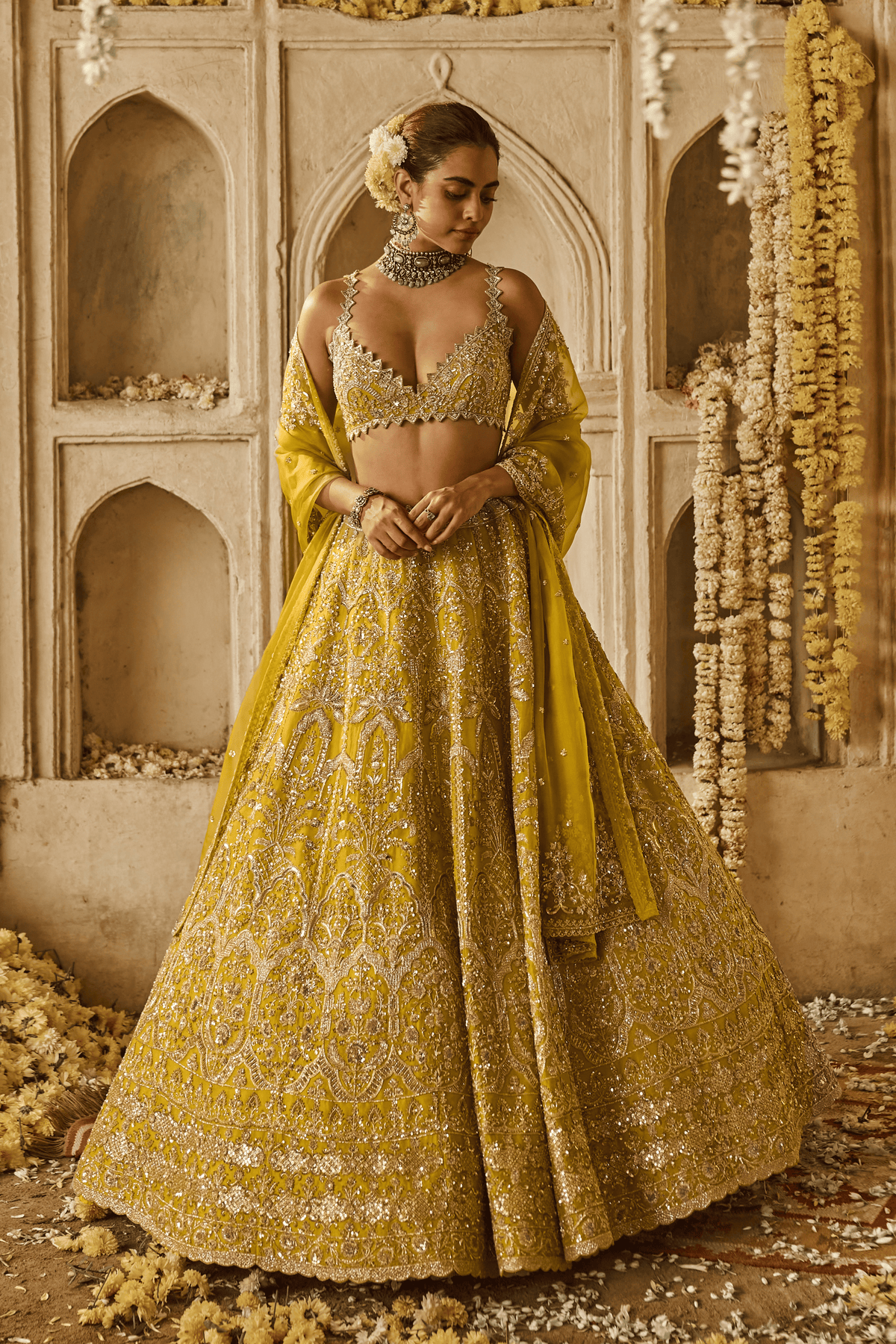 Yellowish Green Sneha Lehenga Set