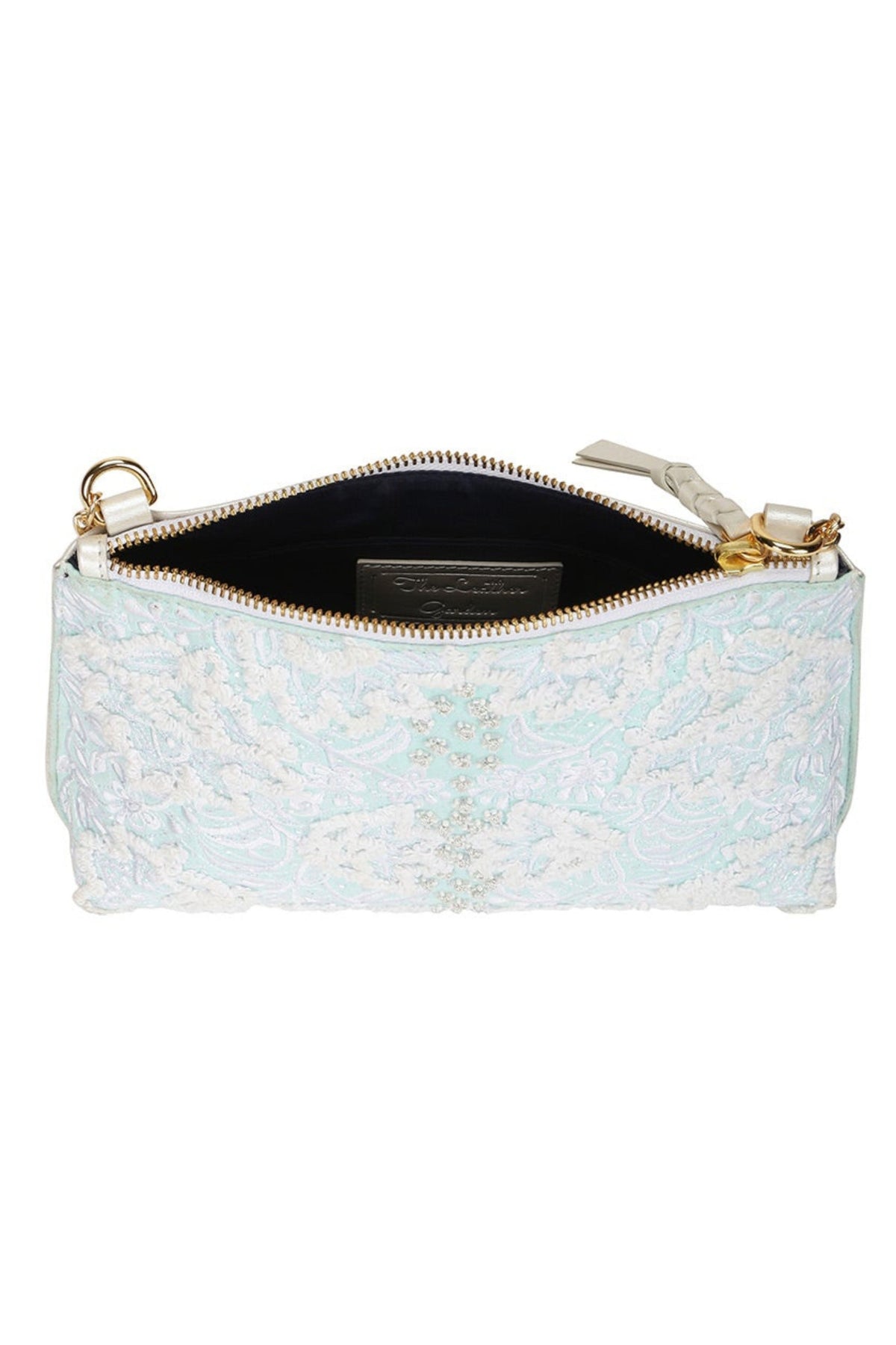 Carnation embroidered mint shoulder bag