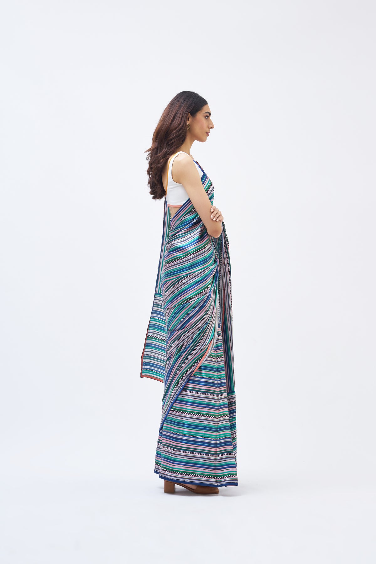 Charley Forest Blue Silk Saree