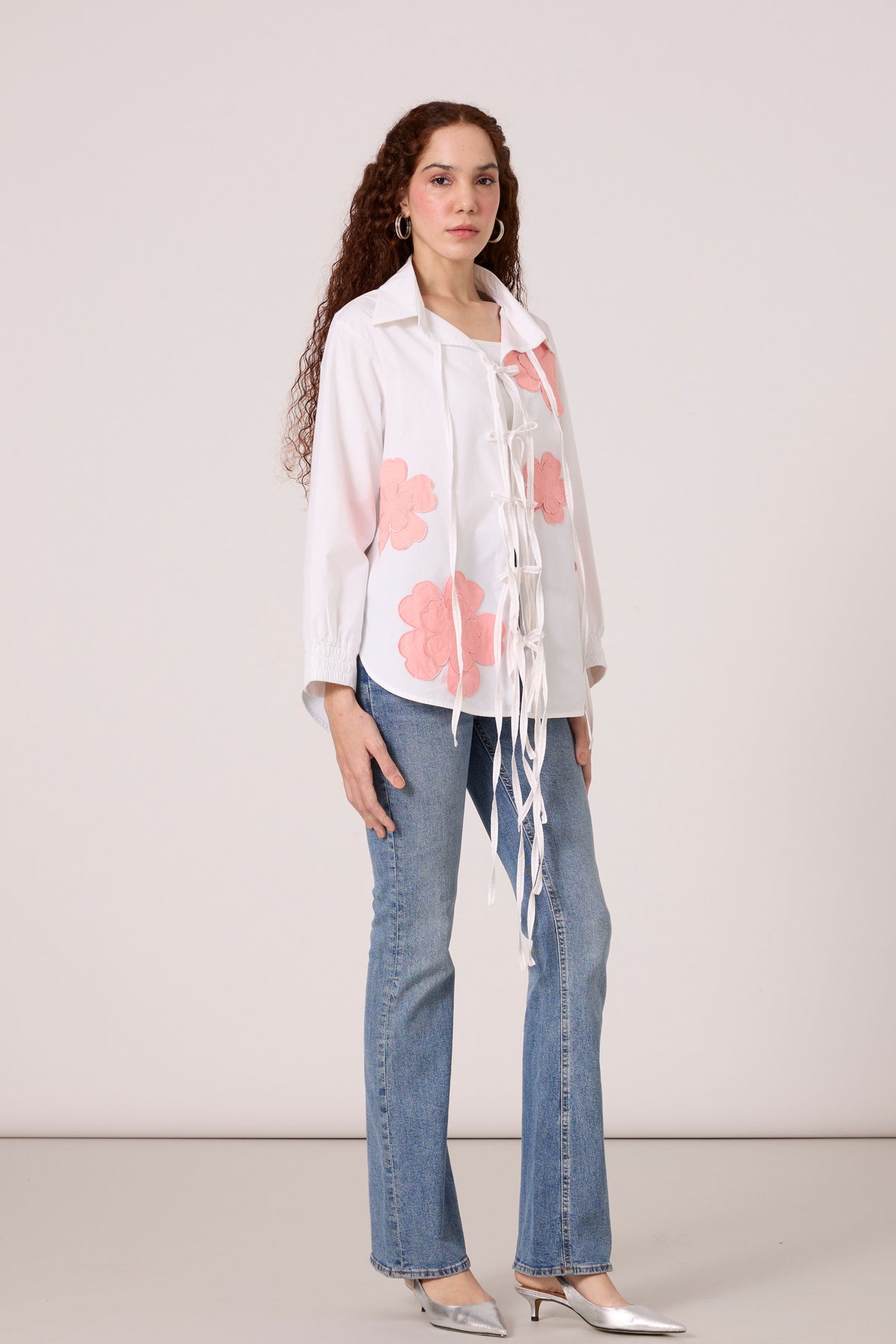 Ariel Applique Peony Pink Shirt