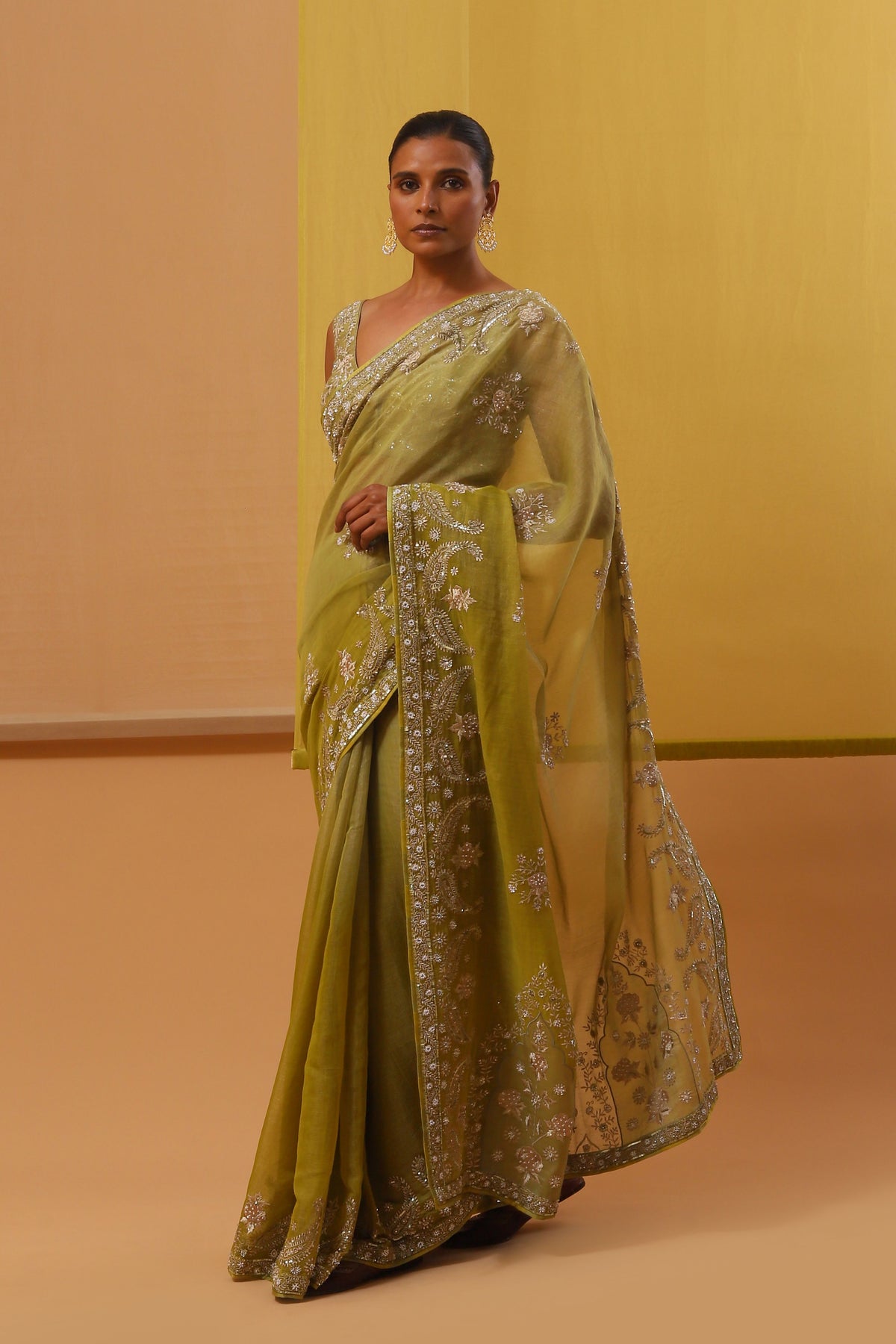 Green Lisna Saree Set