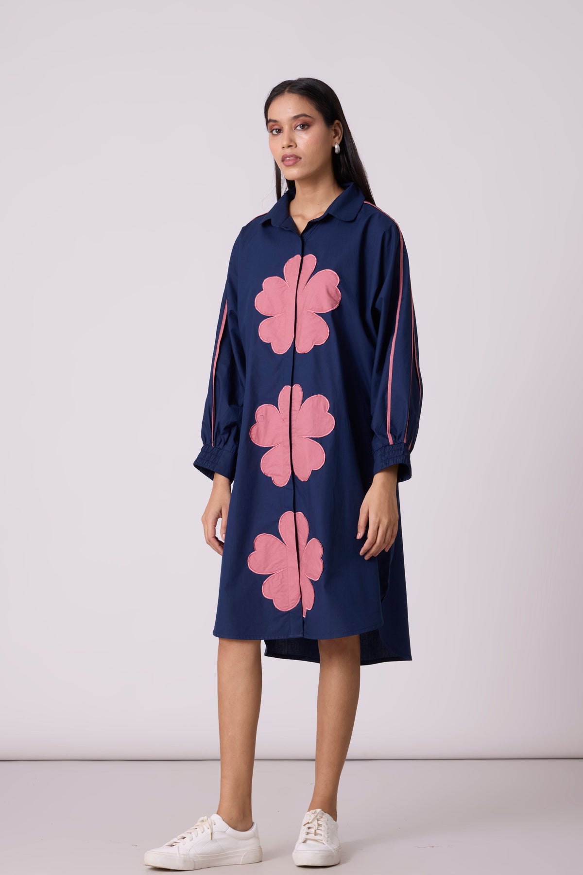 Brooke Applique Navy Blue Dress