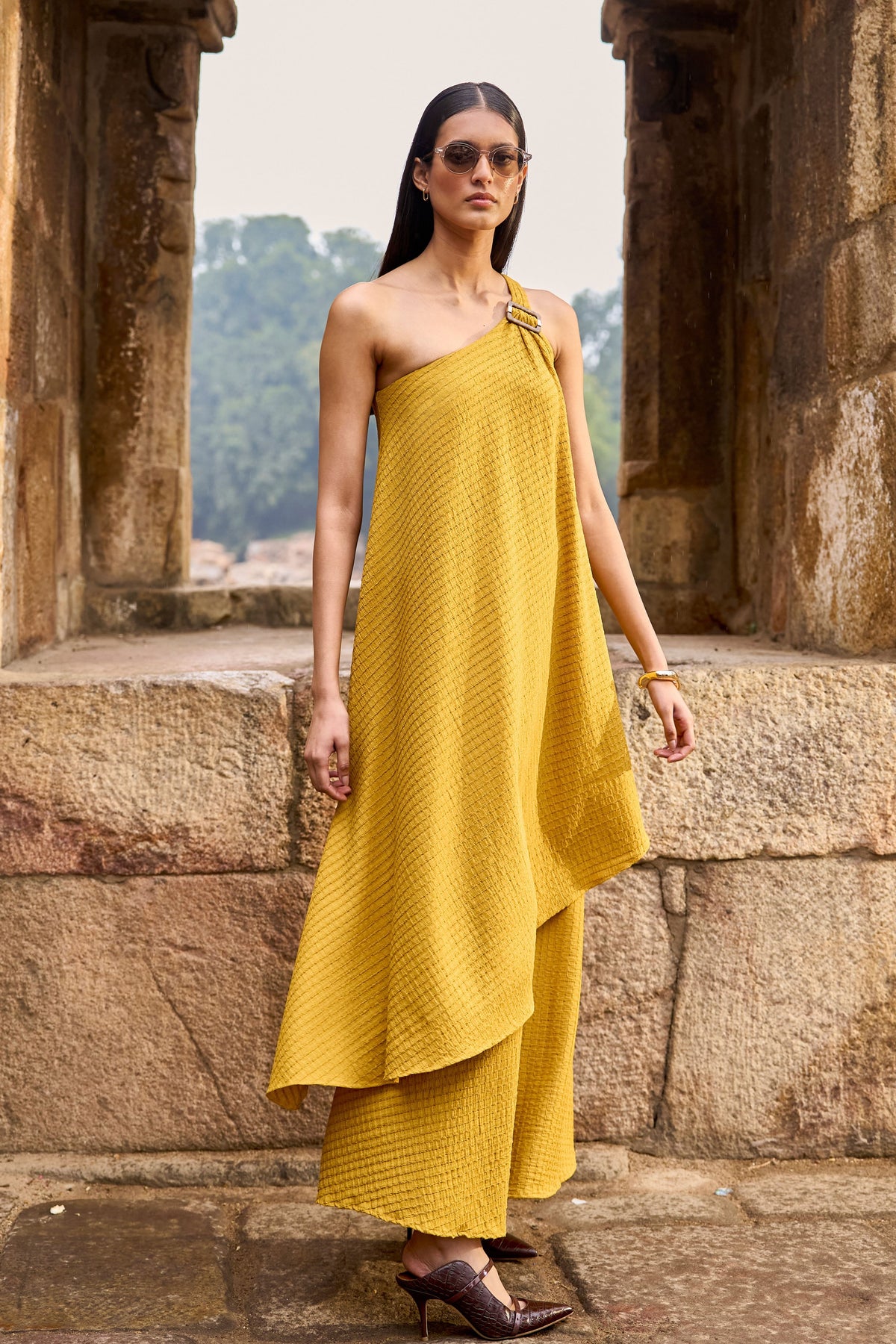 Tuscan Yellow One Shoulder Top