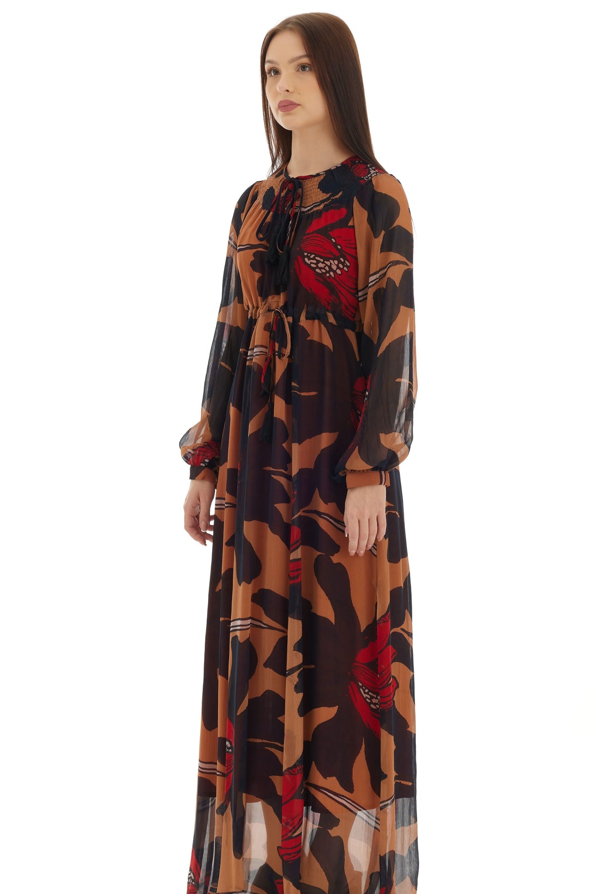 Orange and Brown Kaftan Dress