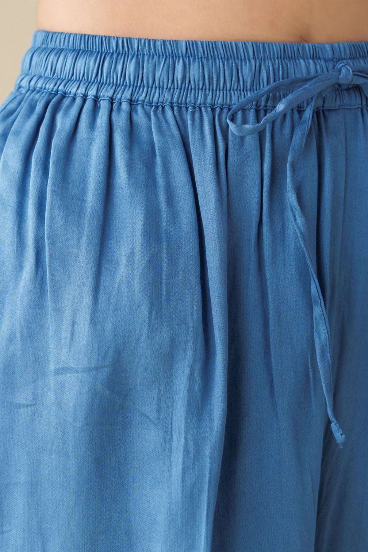 Blue Cotton Silk Pant