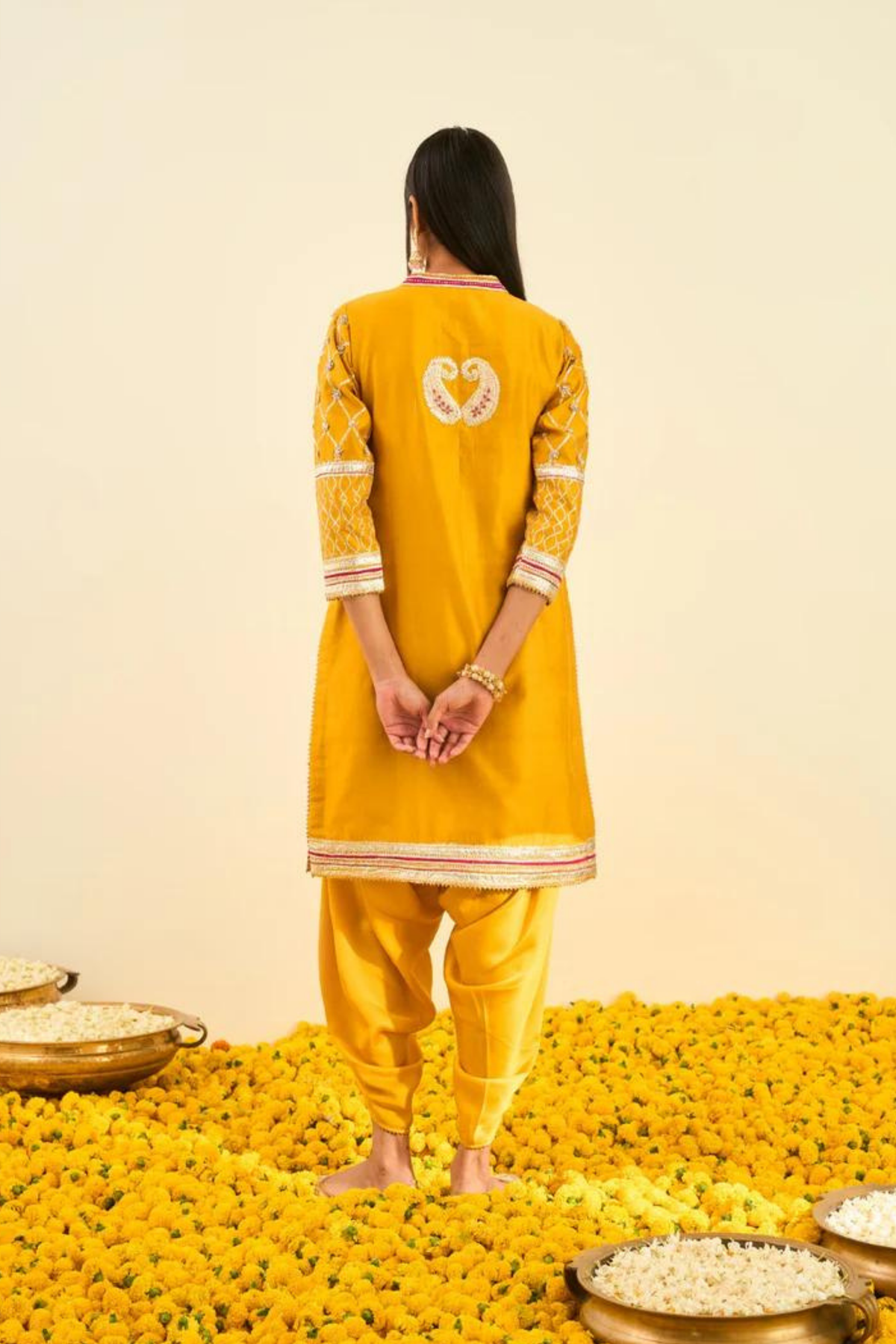 Aminah glaze mustard kurta set