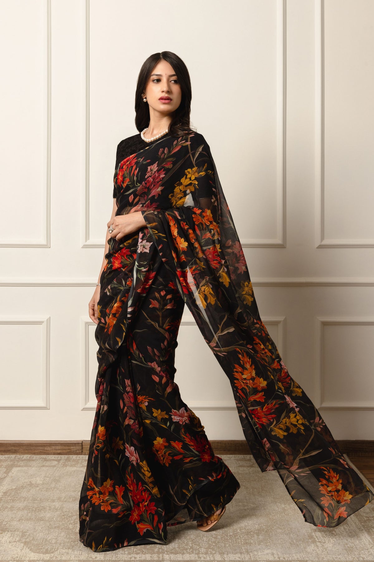 Camille Printed French Chiffon Saree