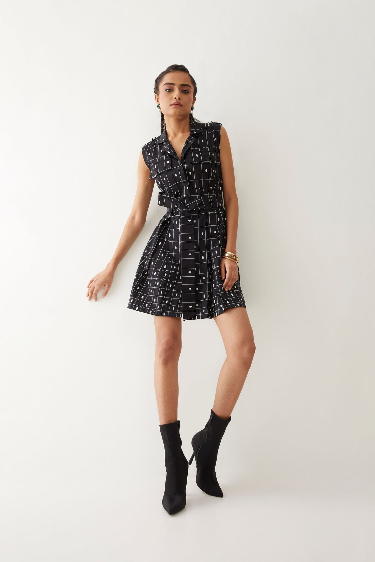 Cici Dress With Checker Print