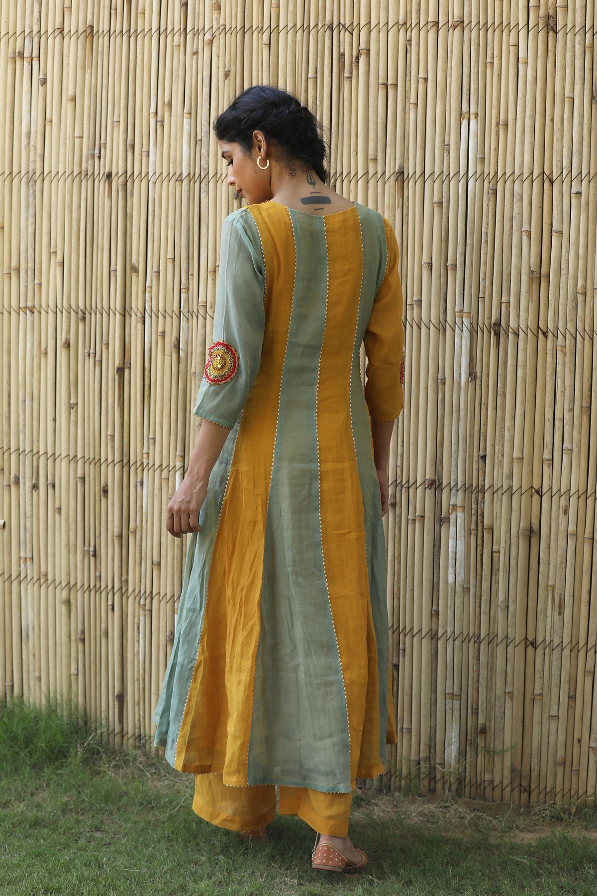 Blue And Yellow Kurta Set