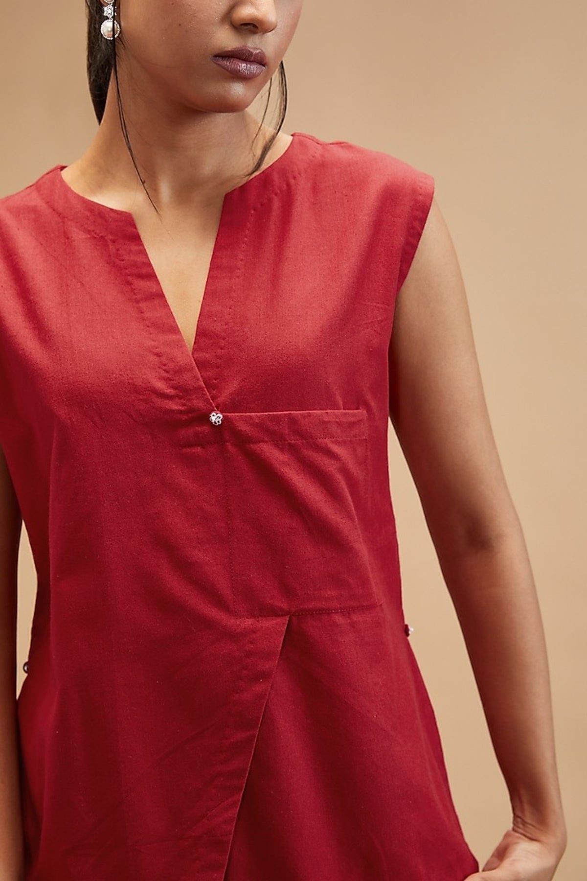 Scarlet Red Assymetrical Shirt