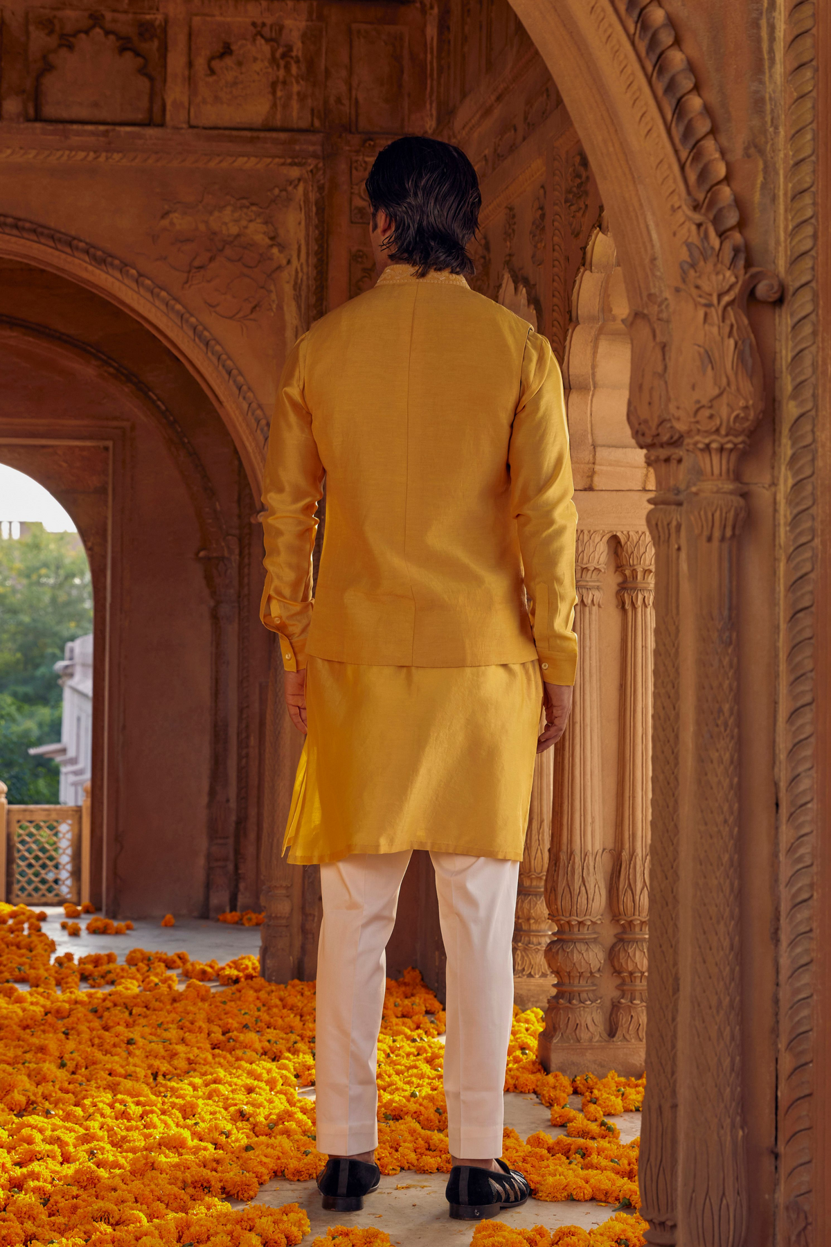 Saad Yellow Nehru Jacket