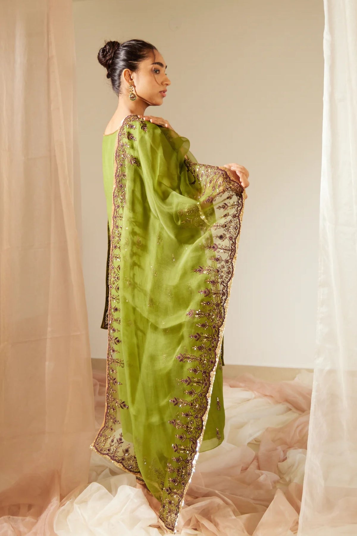 Green Poornima Dupatta