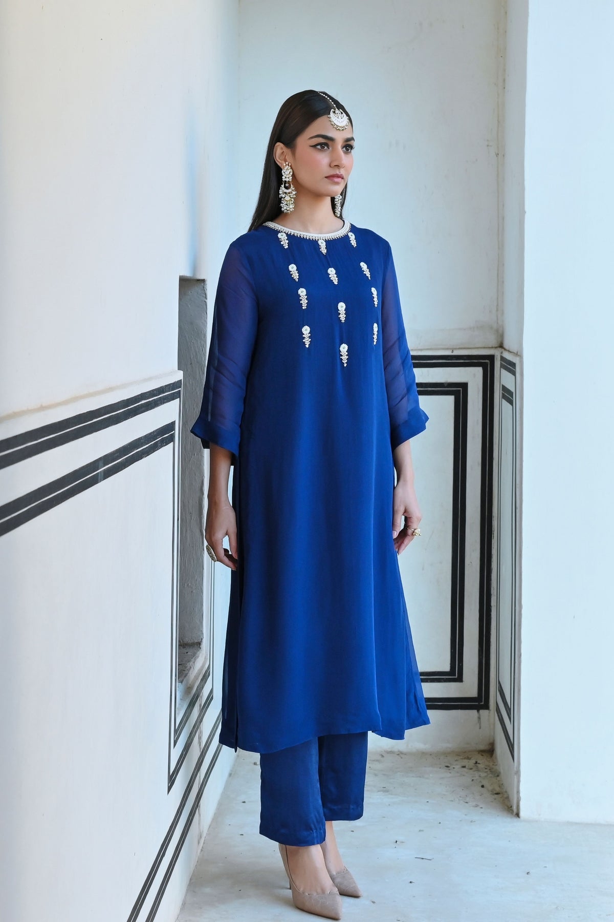 Royal Blue Embroidered Kurta