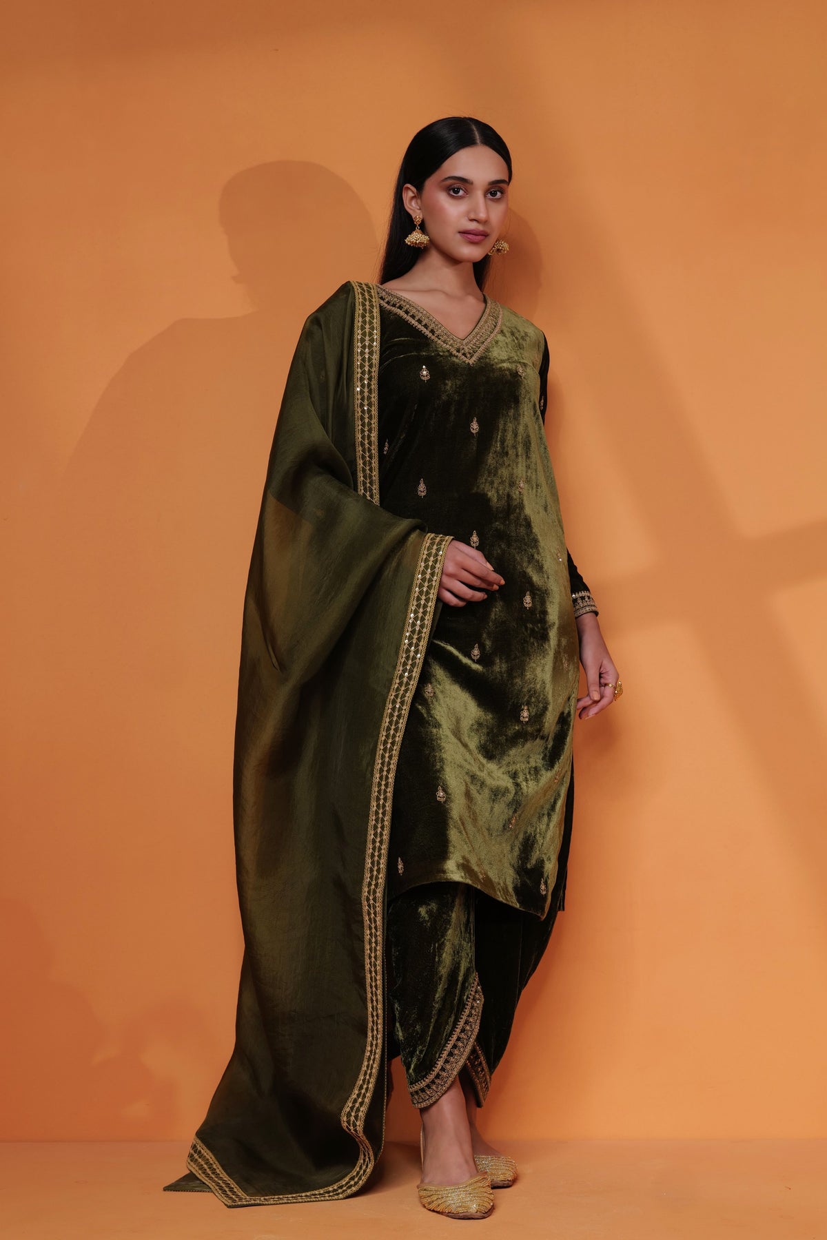 Forest Green Embroidery Kurta Set