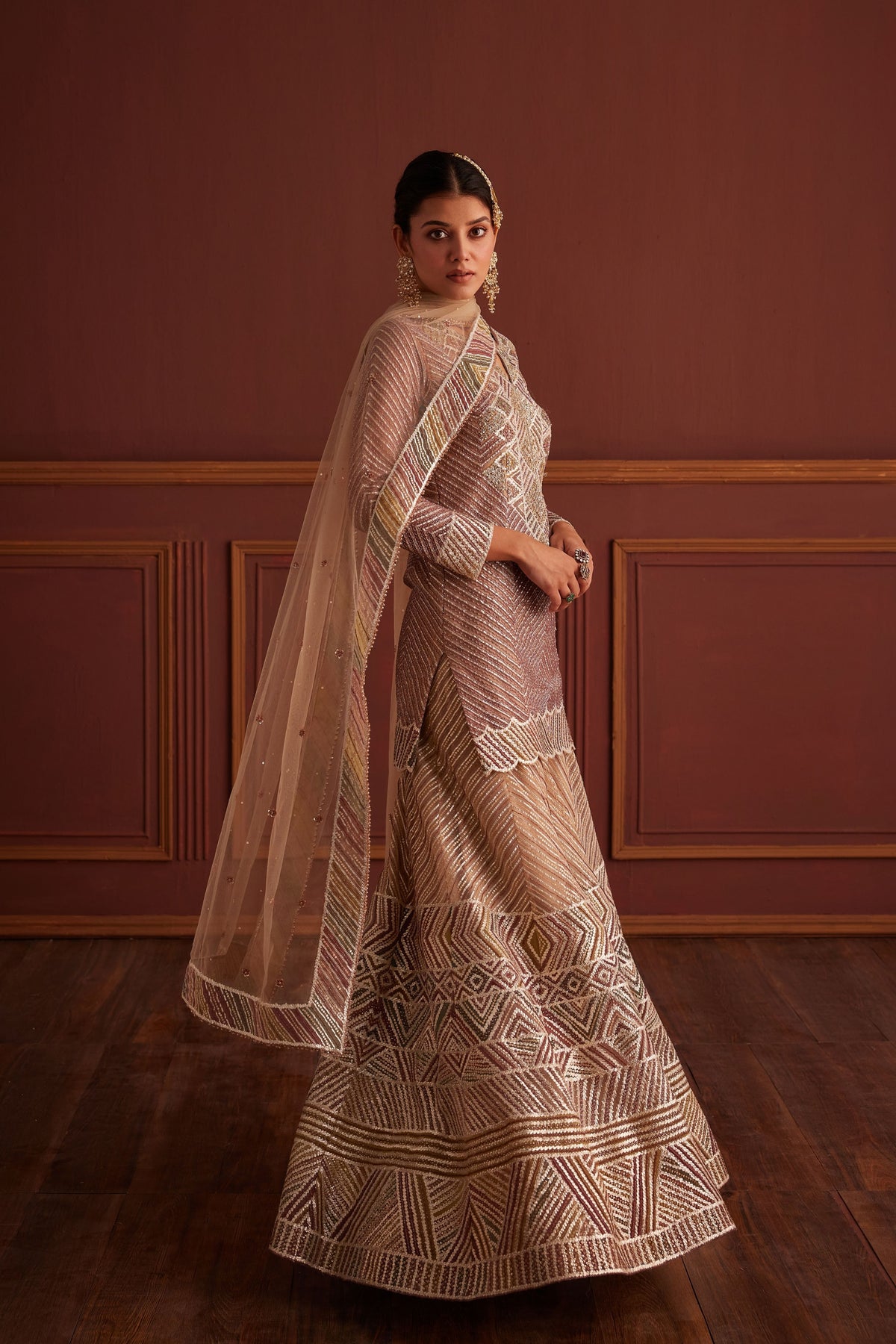 Multi-colored Cutdana Embellished Sharara