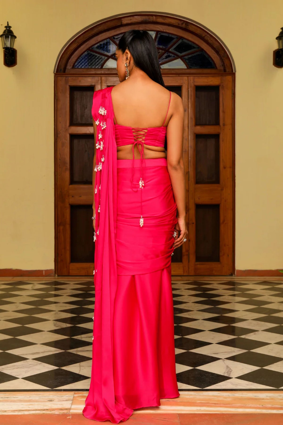 Rani Pink Drape Saree