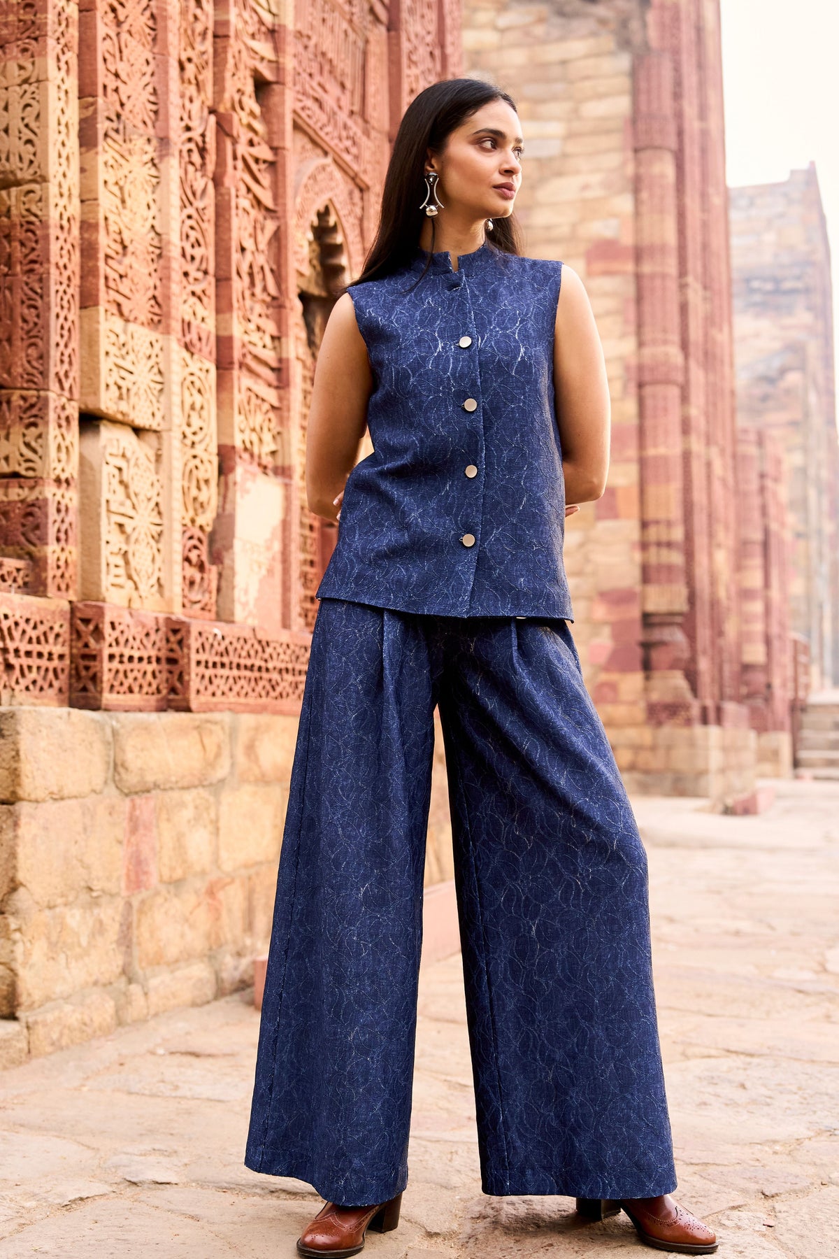 Indigo Knitted Waistcoat Set