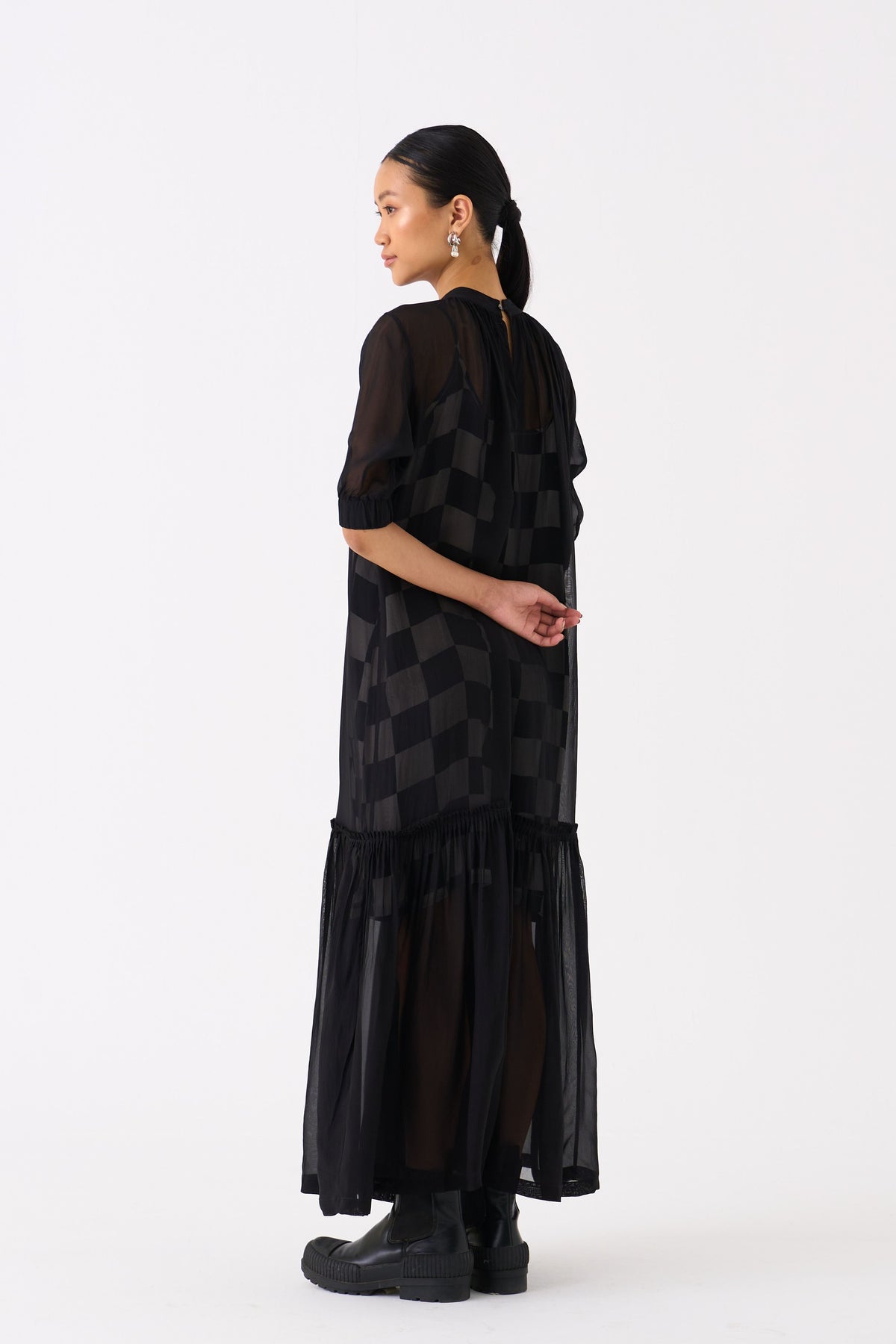 Sheer Black Bottom Frill Dress