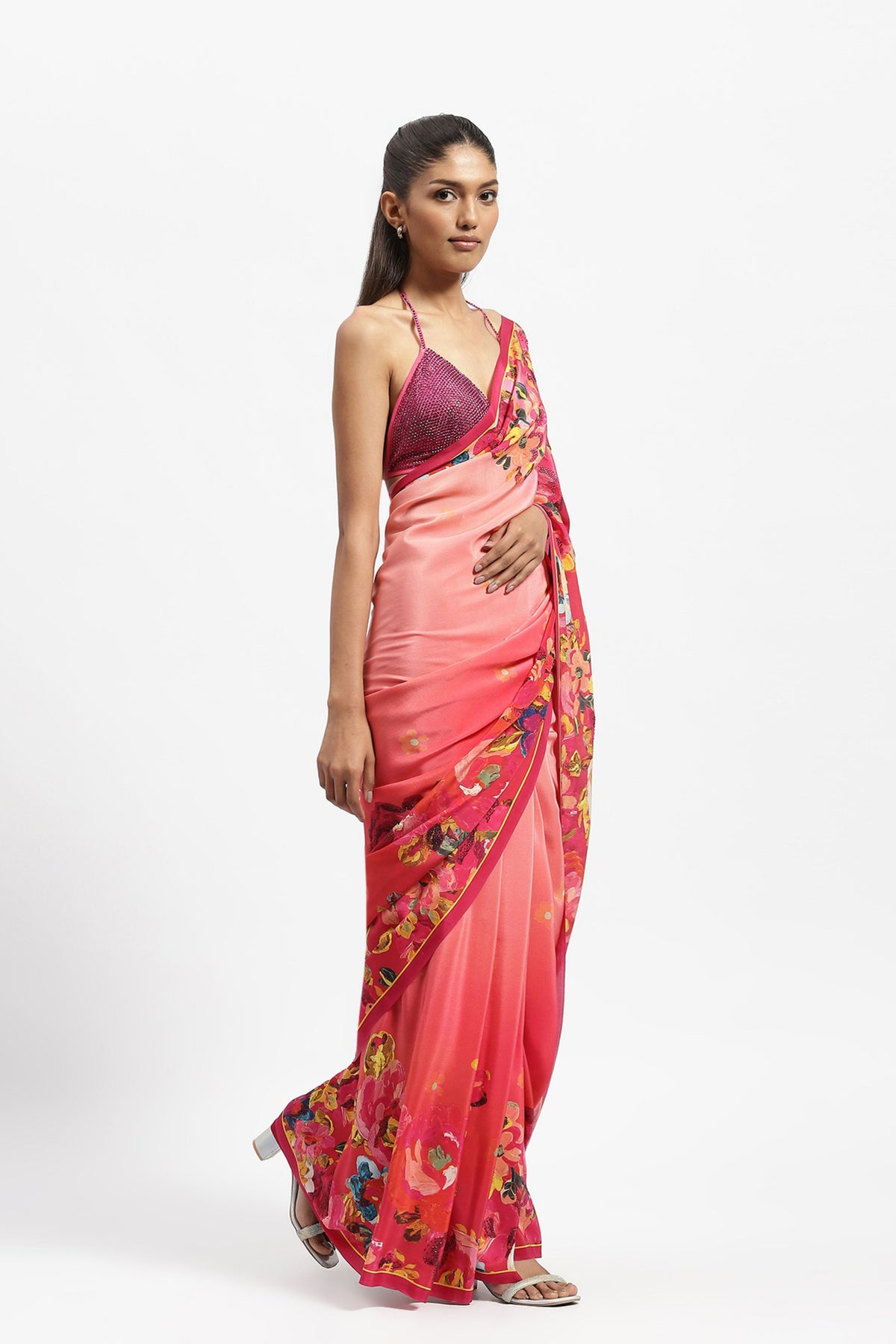 Peach Embellished Saree