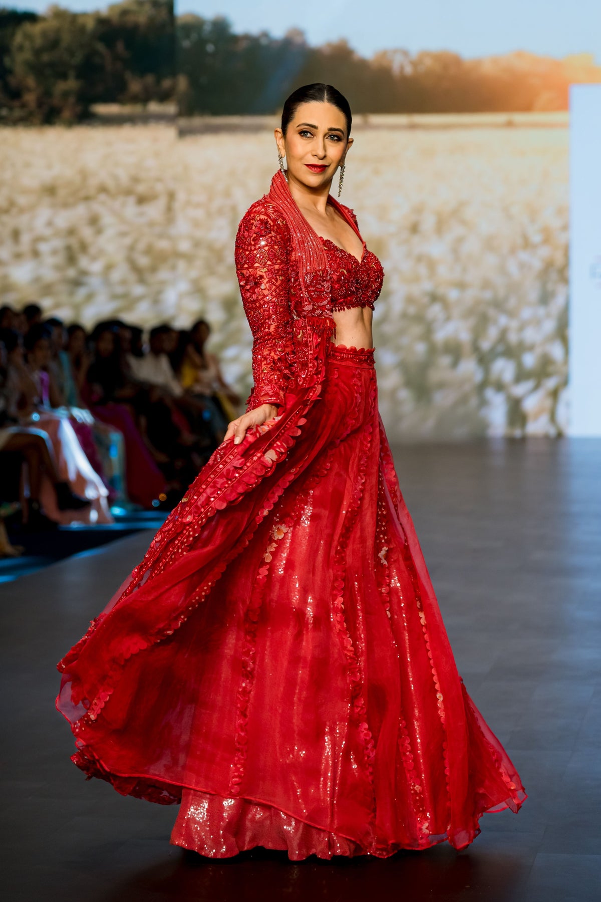 Coral Red Lehenga Set