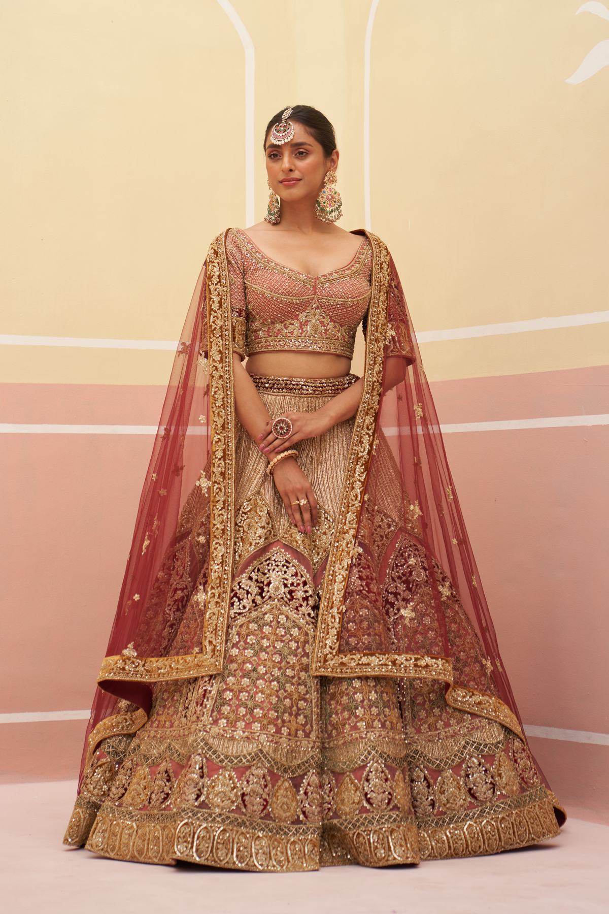 Onion Pink Organza Lehenga Set