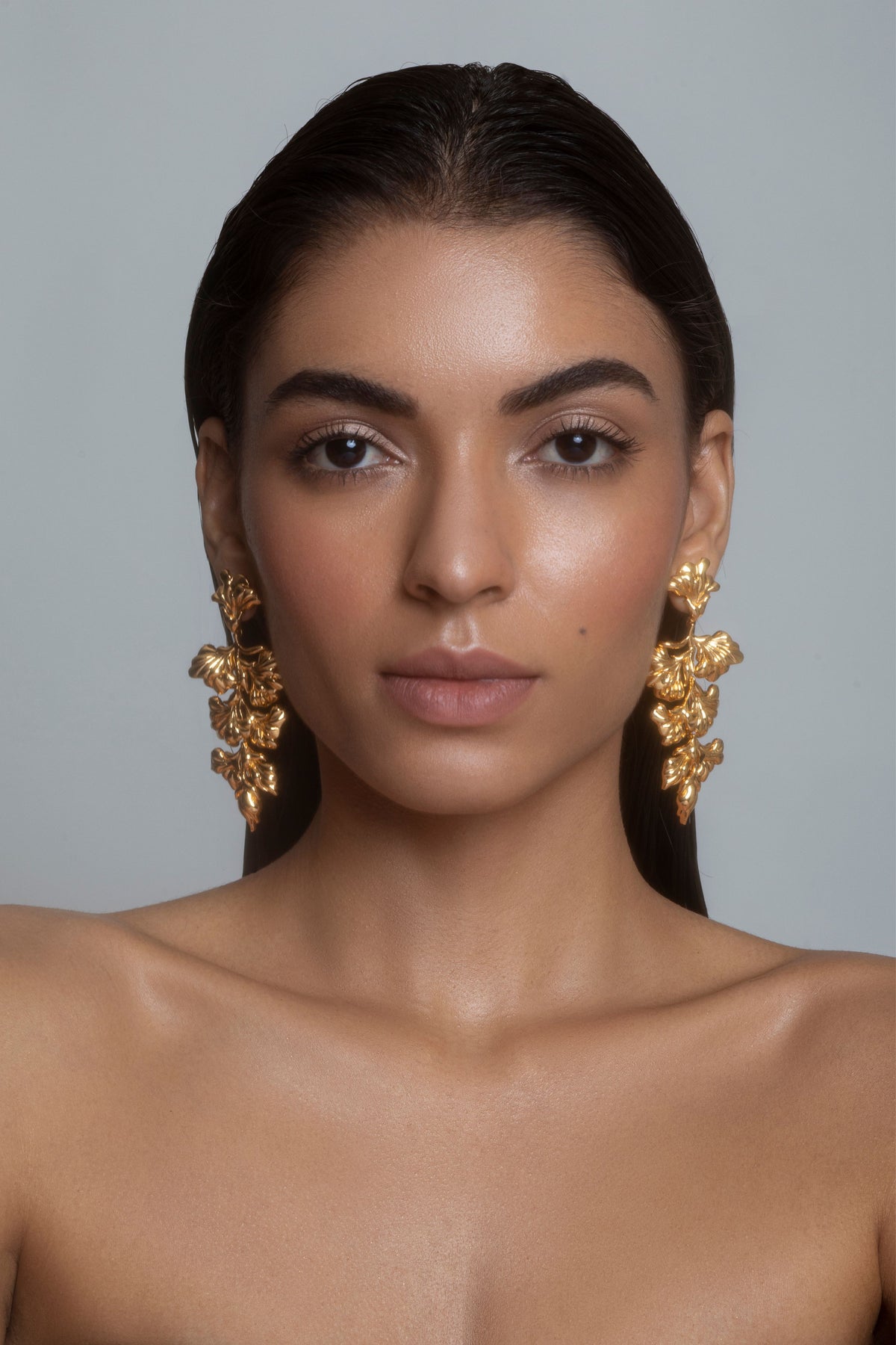 Yellow gold flos earrings