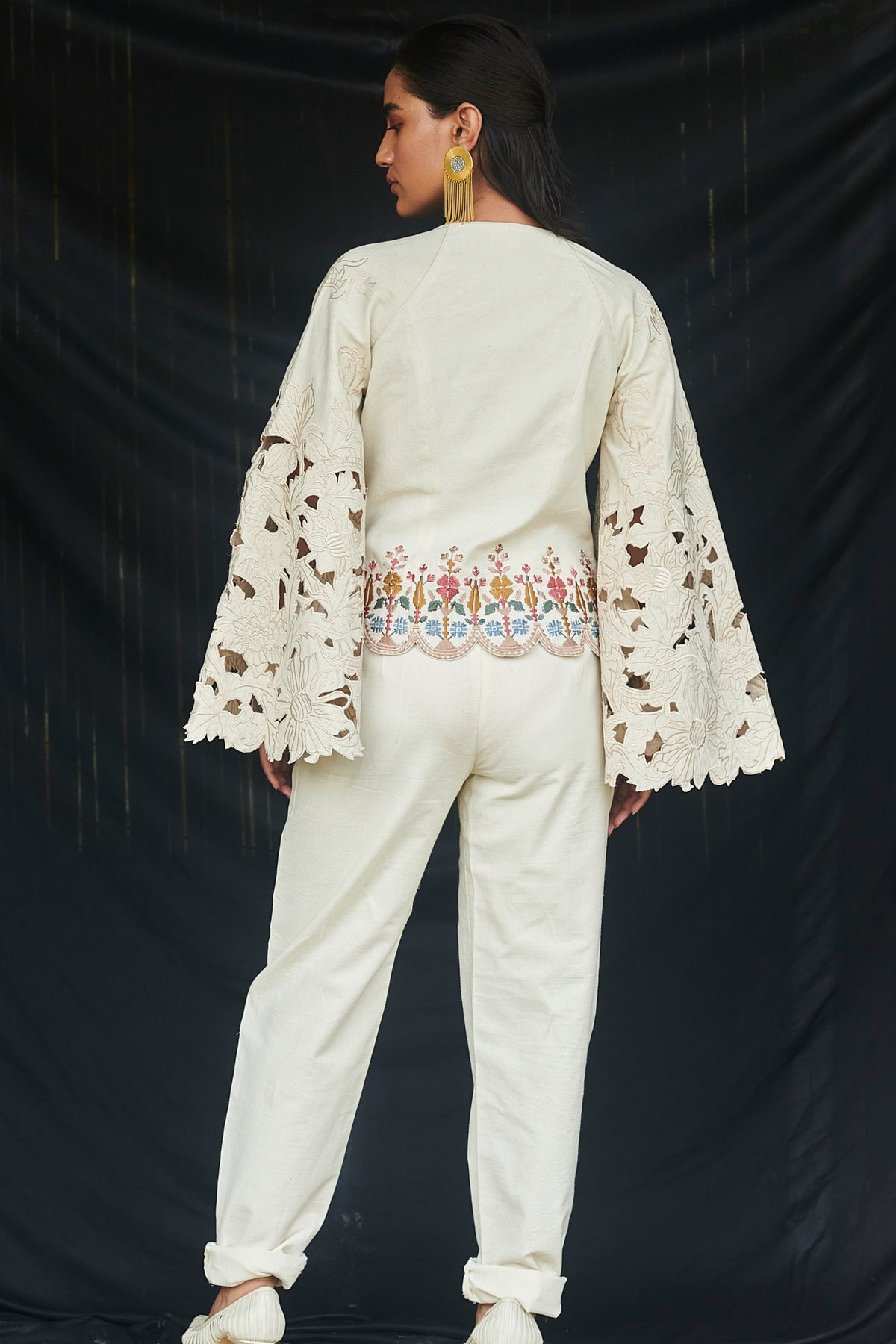 Ivory cutwork short jacket