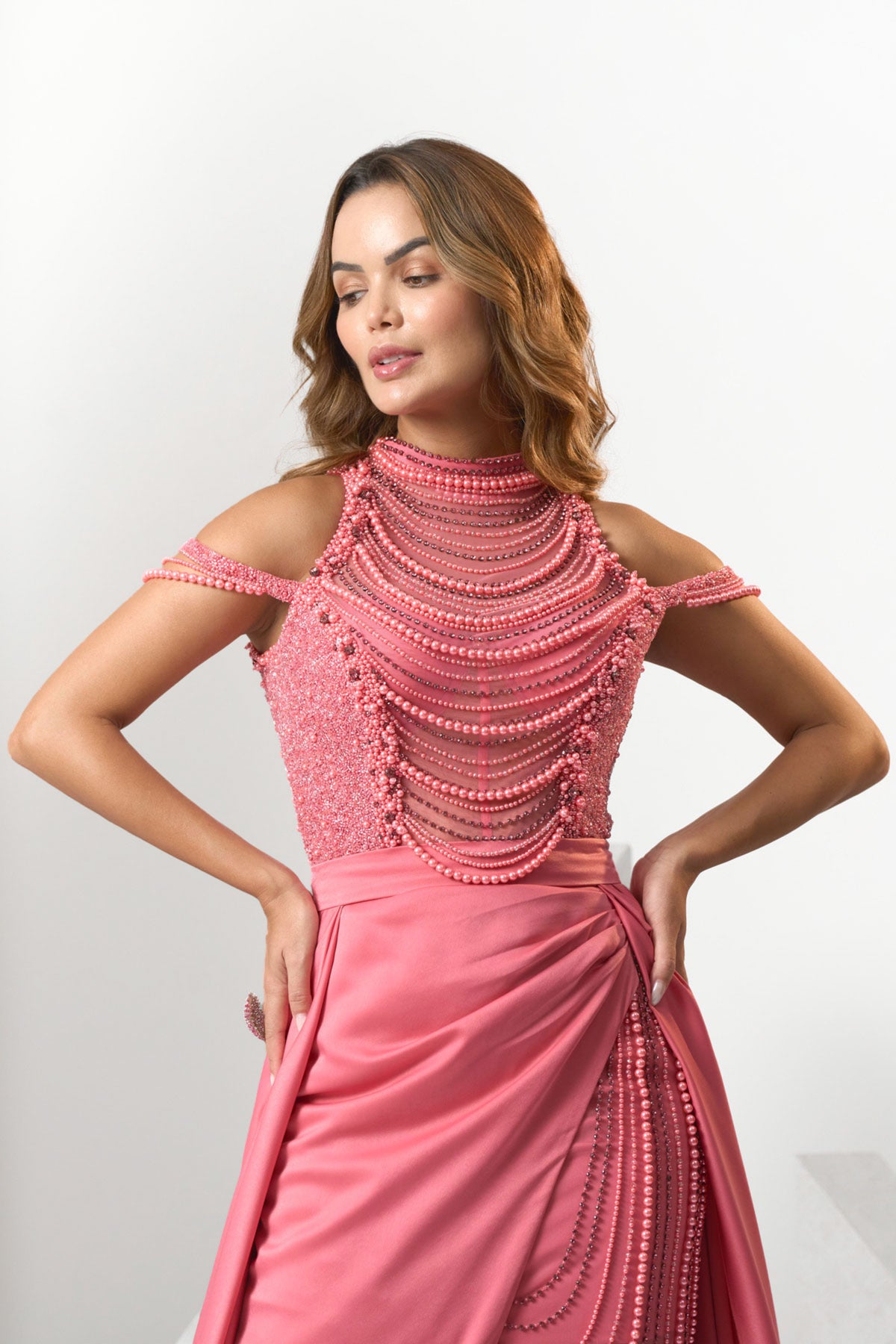 Pink Pearl Princess Evening Gown