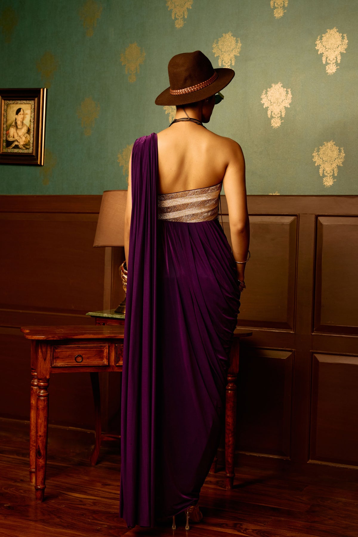 Fig Purple Drape Gown