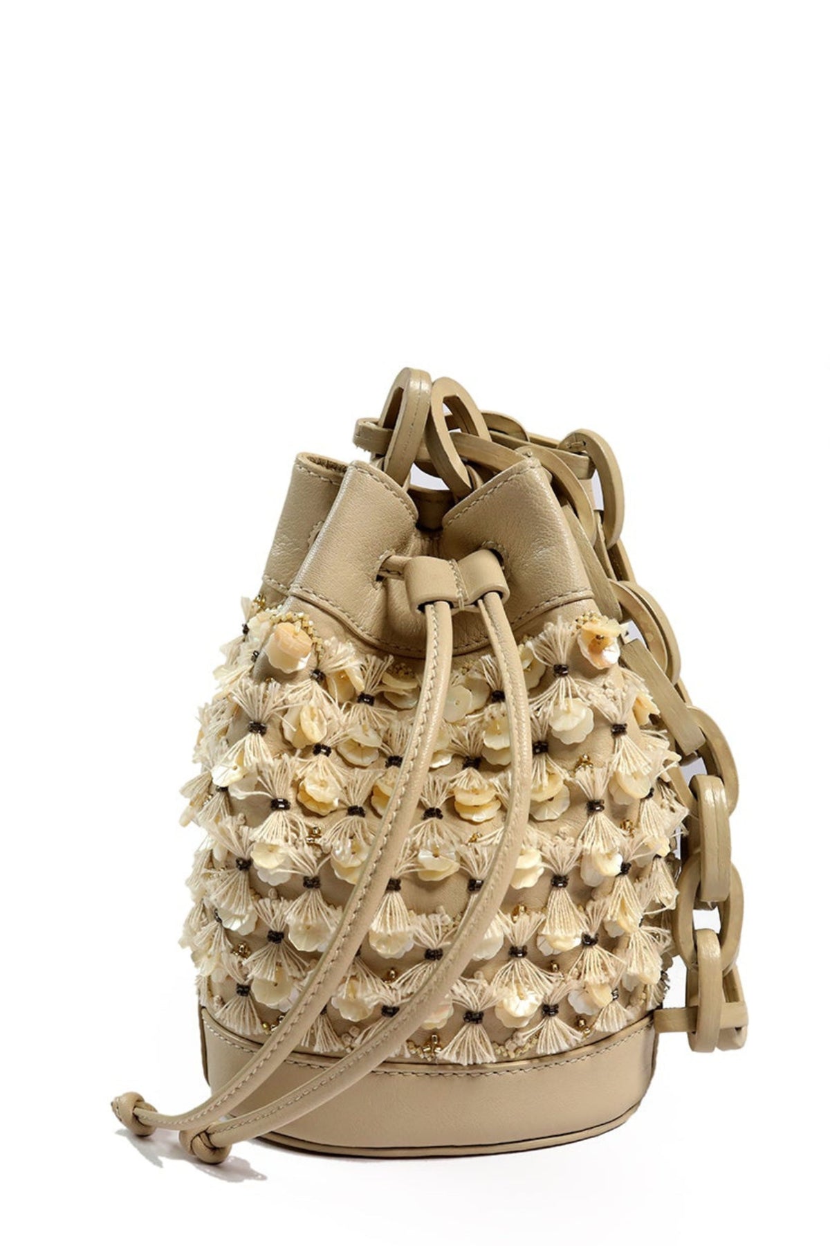 Lilac ivory bucket bag