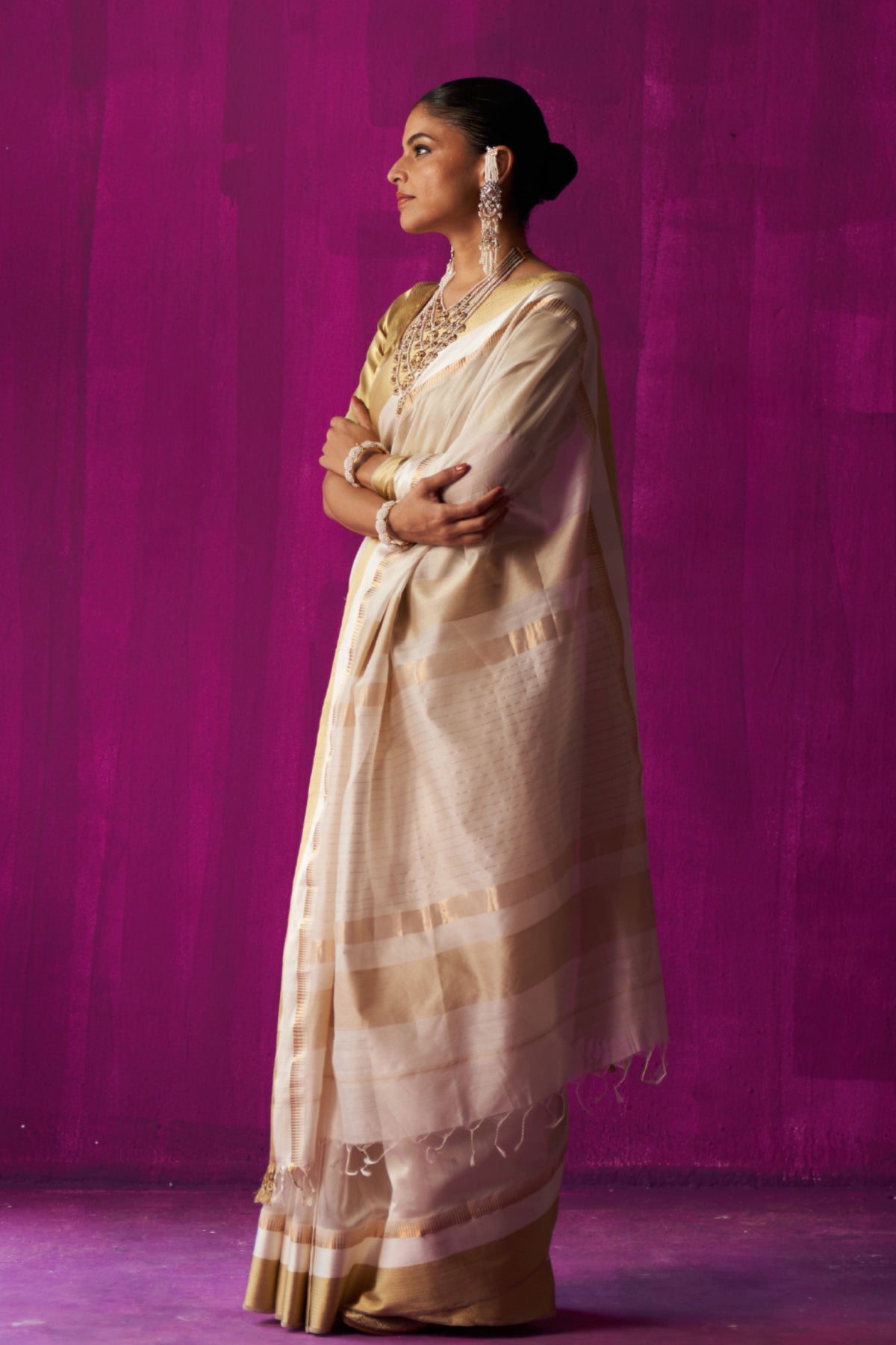 Amrapali Off White Saree