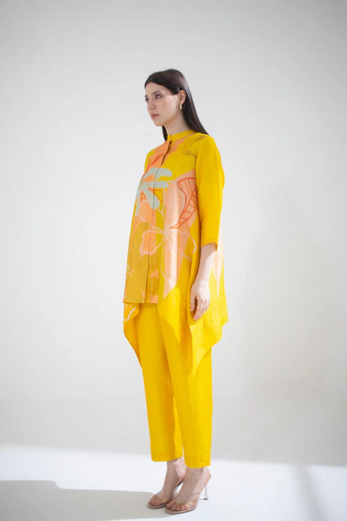 Sunset Yellow Geometric Abstract  Tunics Set