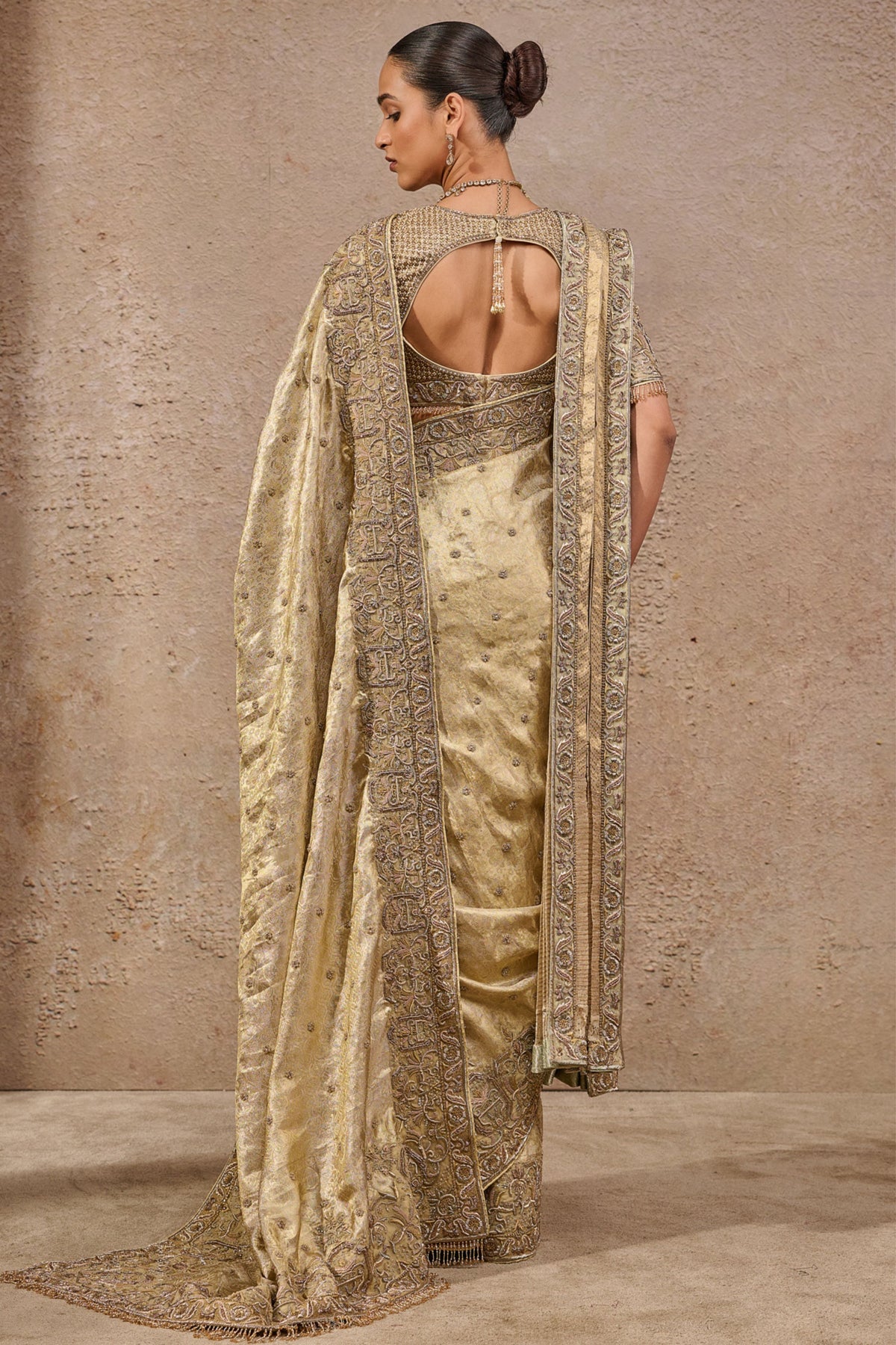 Gold Embroidered Saree Set