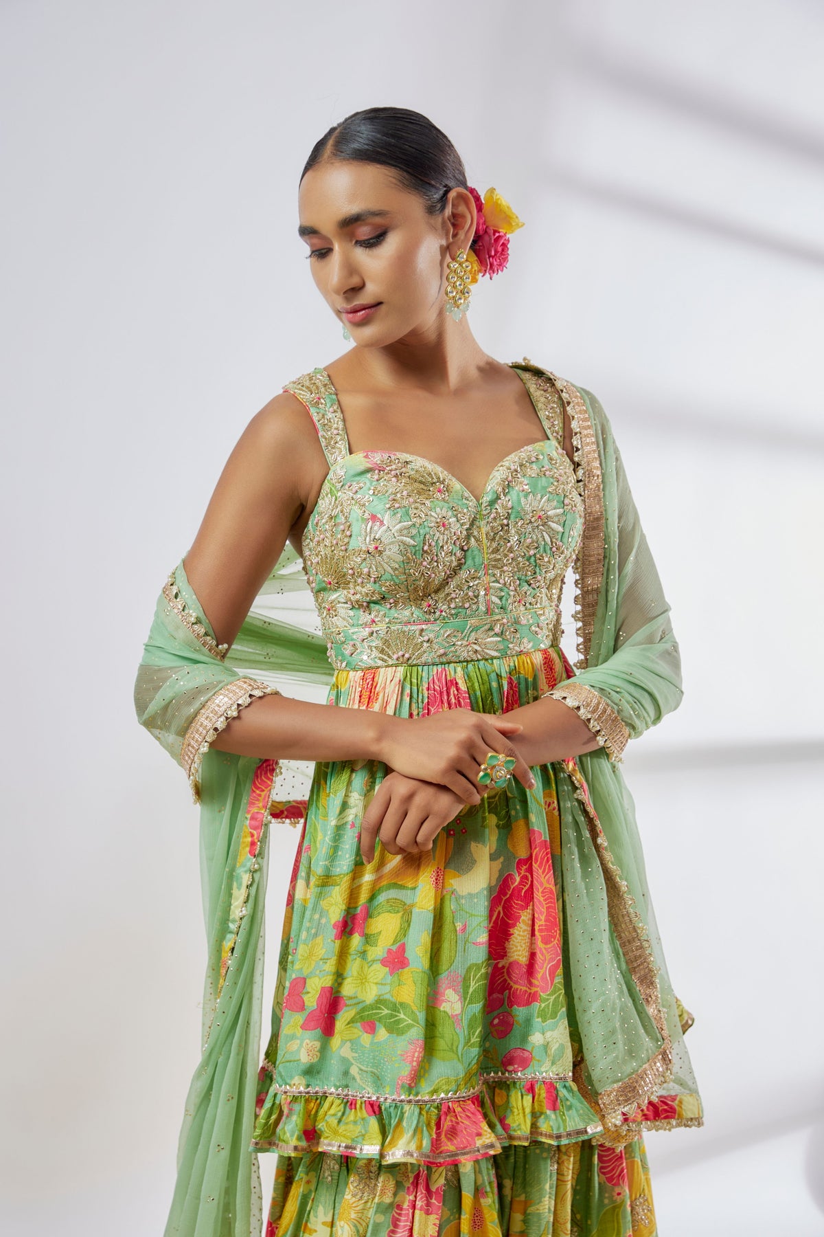 Malishika Green Sharara Set