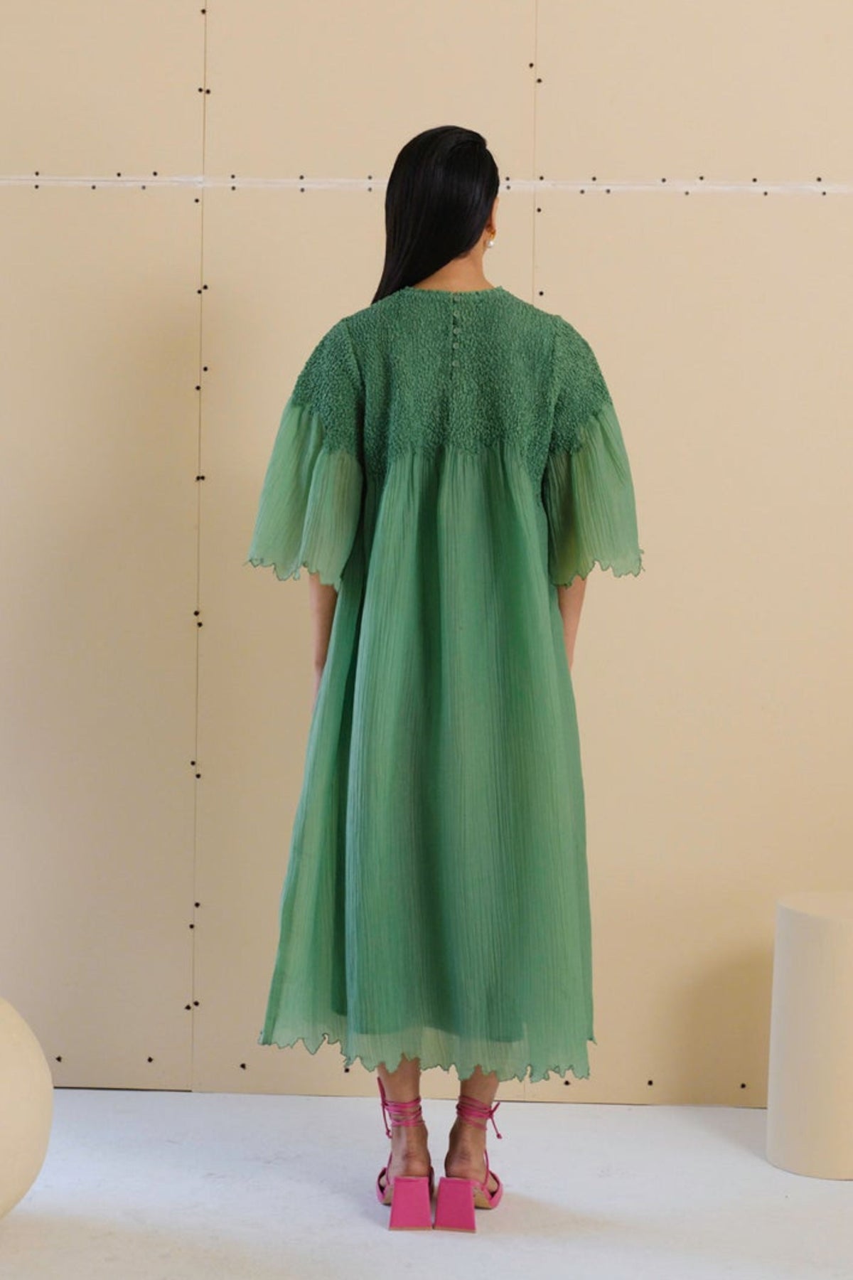 Moss Dress in Weed Green