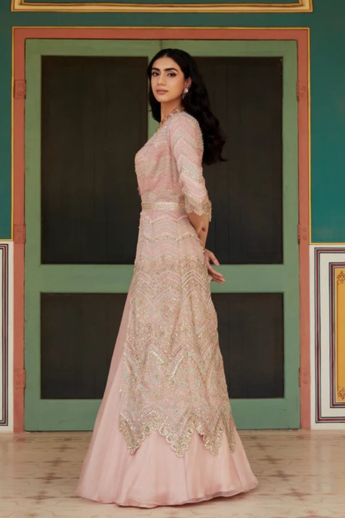 Sepia rose jacket lehenga set