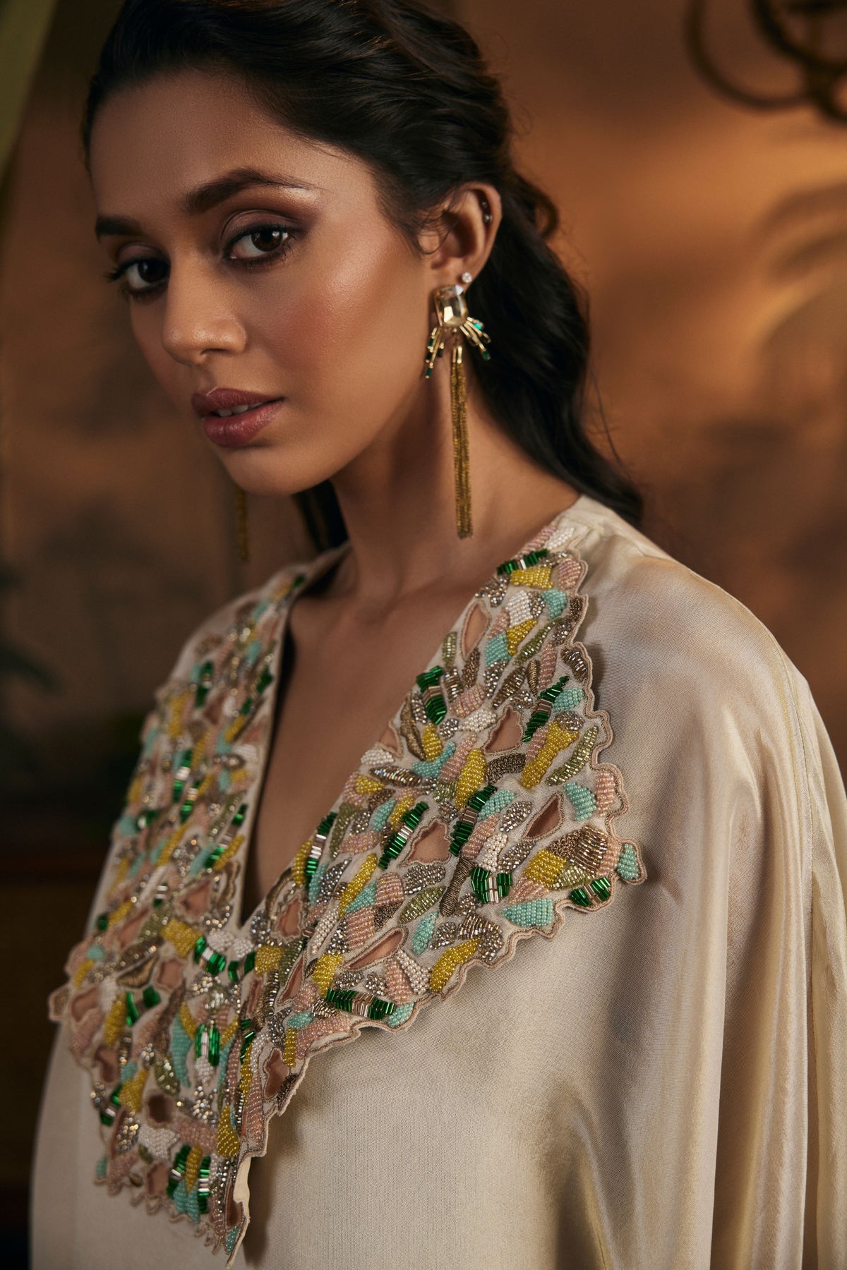 Champagne Gold Embroidered Kaftan