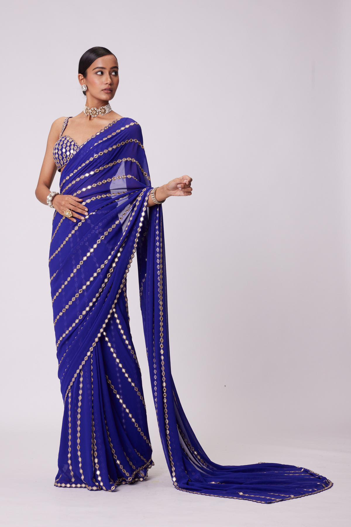 Persian Blue Saree Set