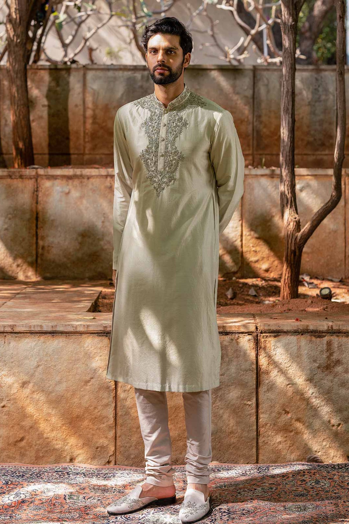 Beige Embroidered Kurta Set