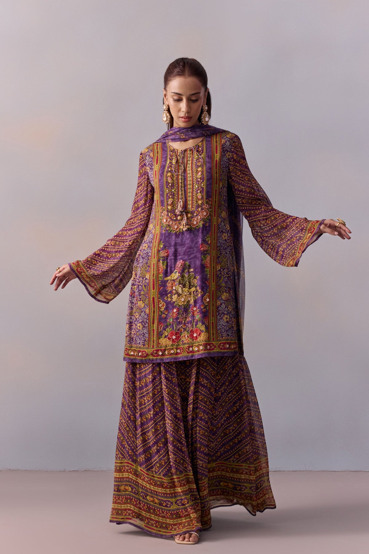 Purple Asma Sharara Set