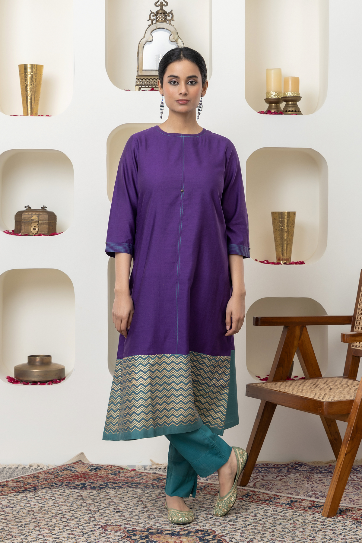 Purple Chanderi Kurta Set