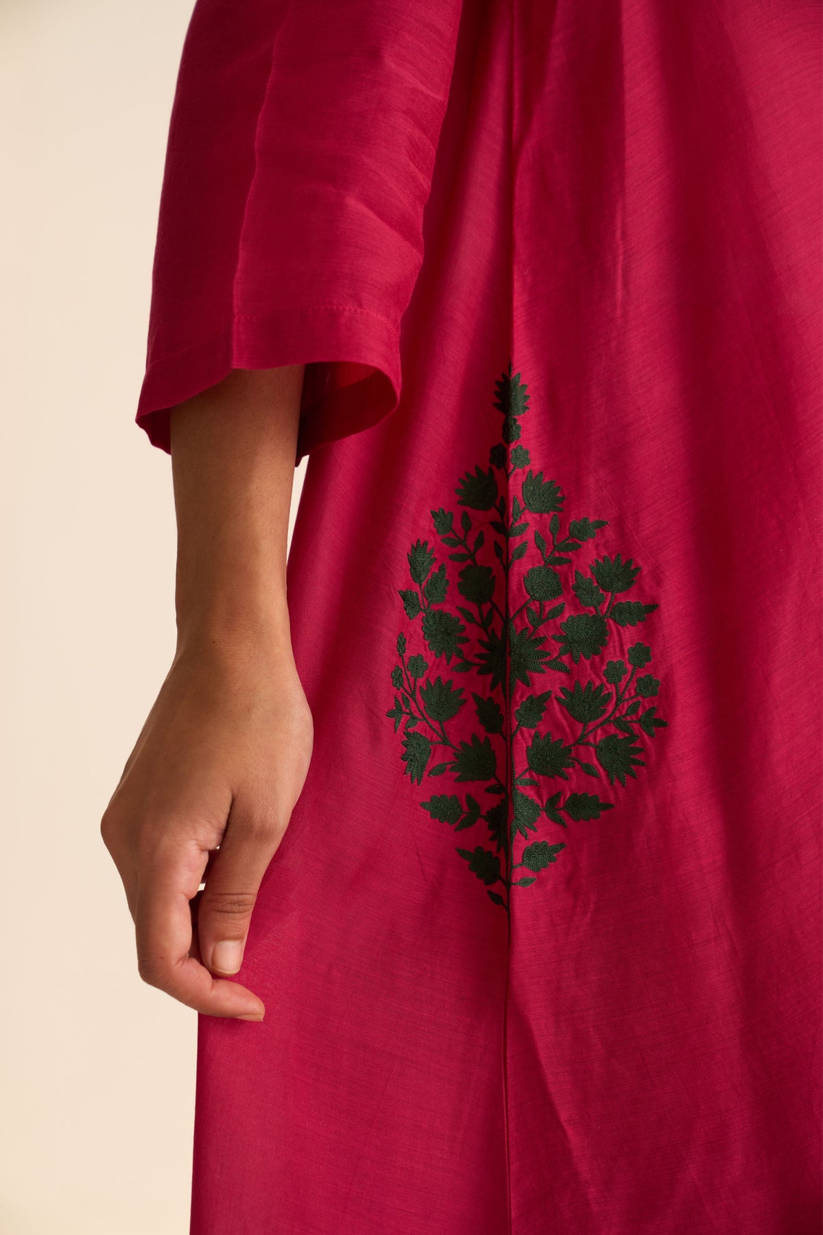 Gia Embroidered Rani Pink Kurta