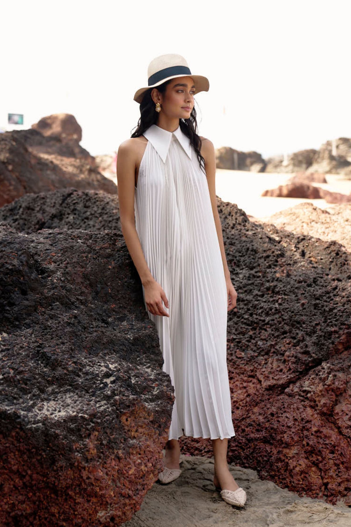 White Pleated Dress