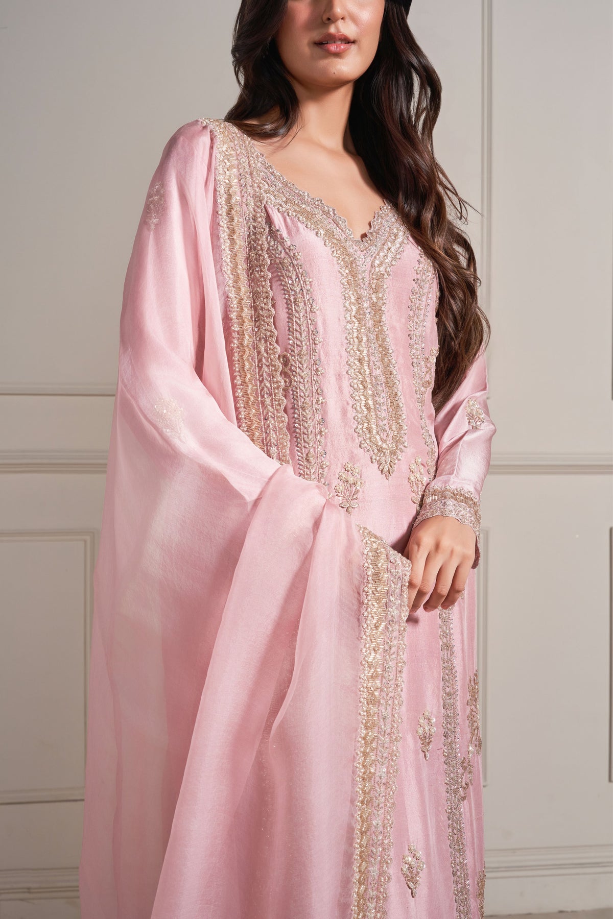 Baby Pink Embellished Kurta Set