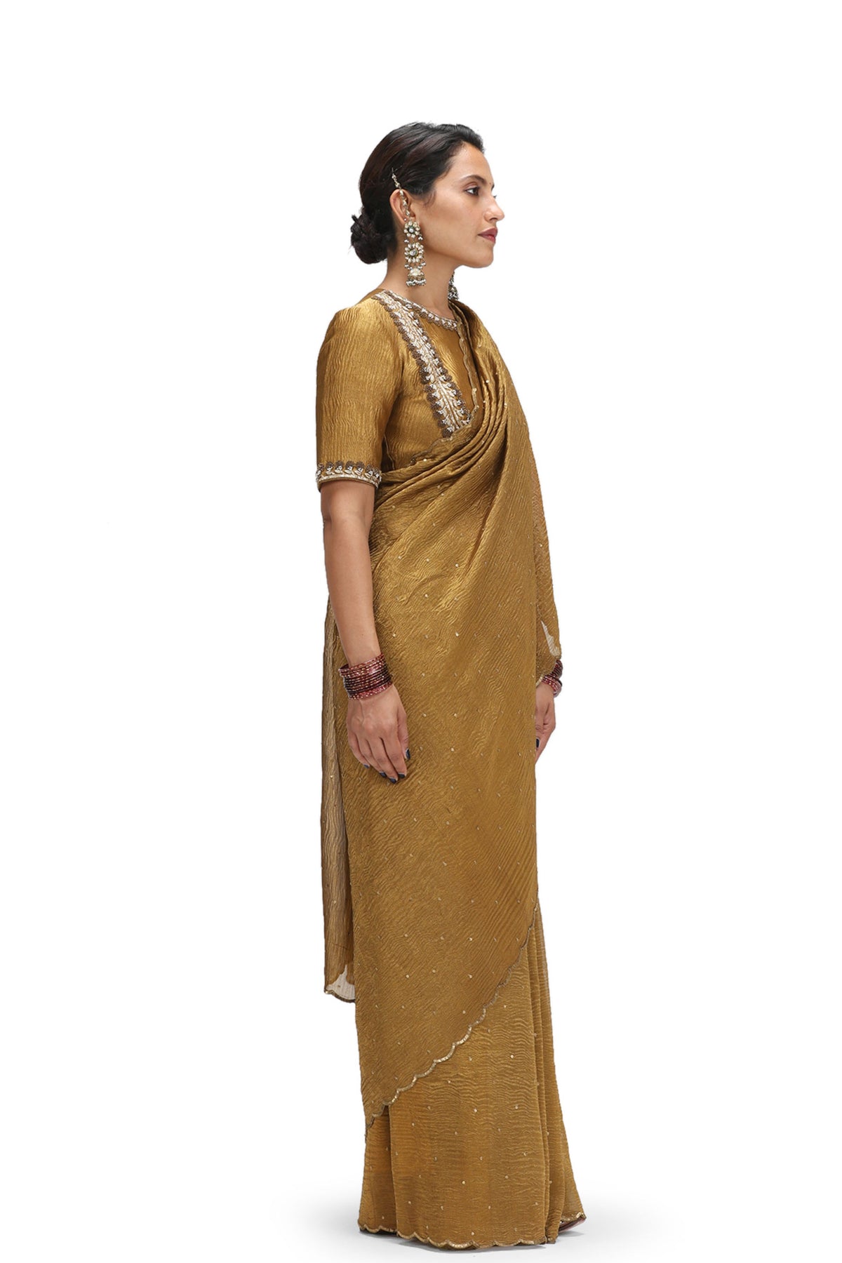 Adhishwari Old Gold Saree Set