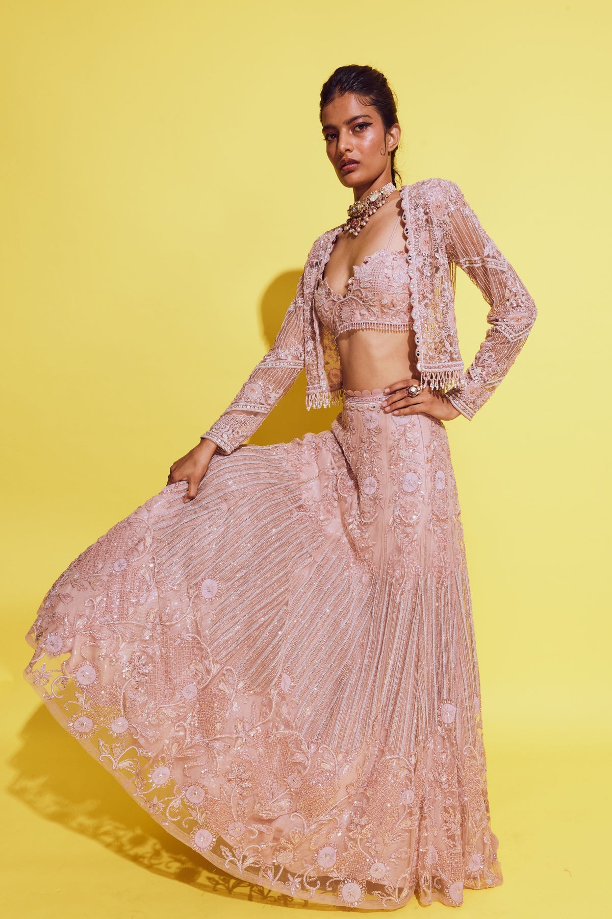 Dusty Pink Lehenga Set